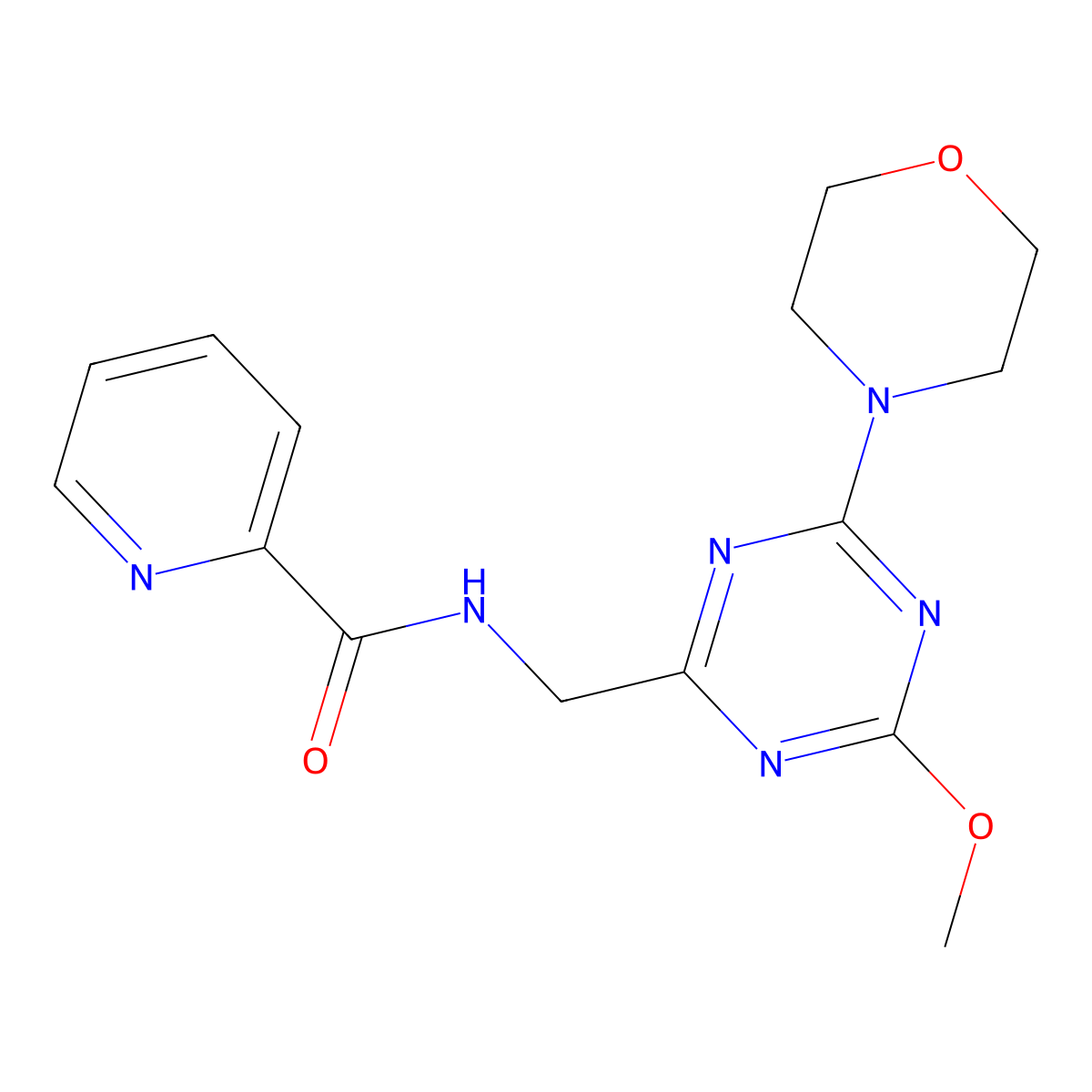 N-((4-methoxy-6-morpholino-1,3,5-triazin-2-yl)methyl)picolinamide molecular structure, CAS 2034270-32-9