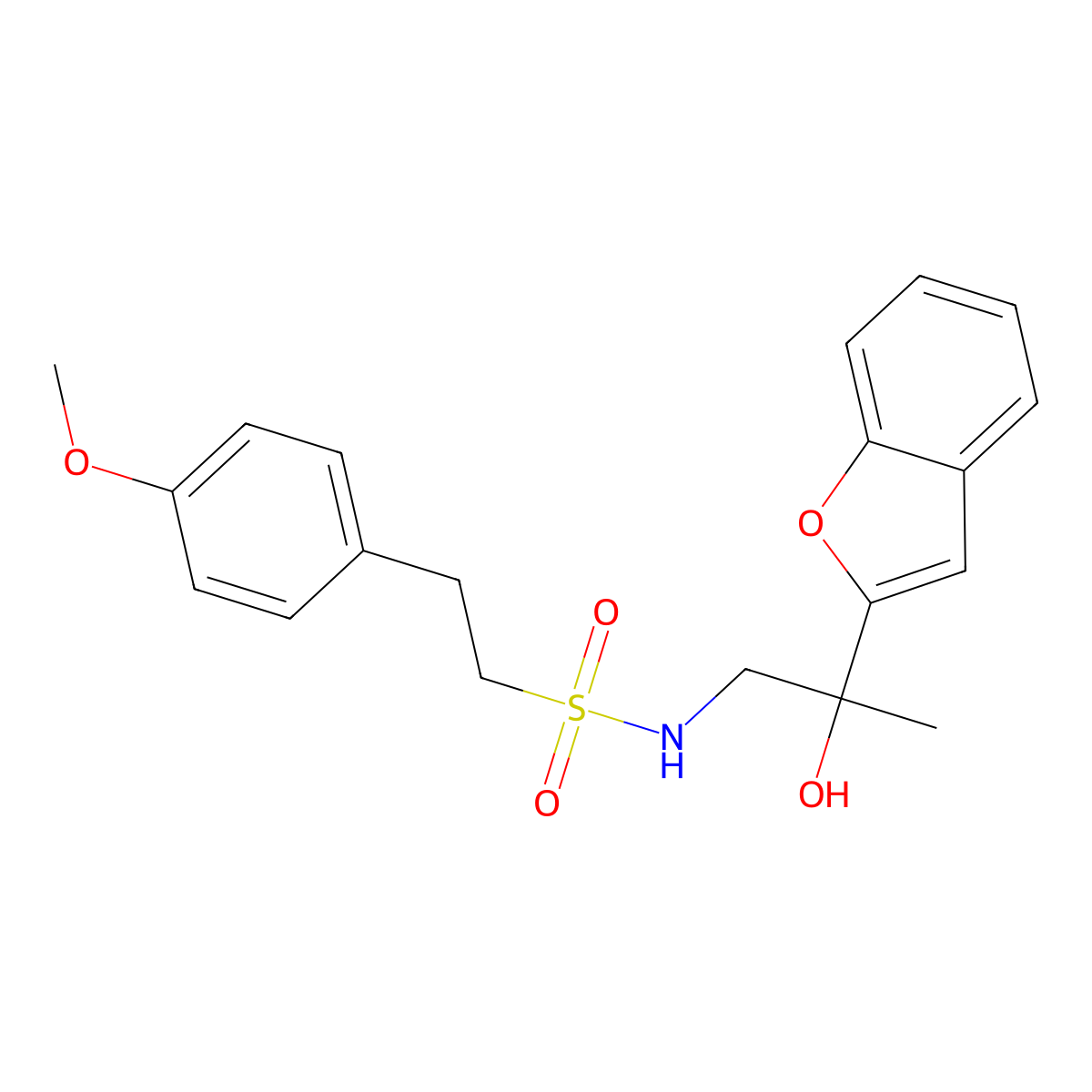 N-(2-(benzofuran-2-yl)-2-hydroxypropyl)-2-(4-methoxyphenyl)ethanesulfonamide molecular structure, CAS 2034270-35-2