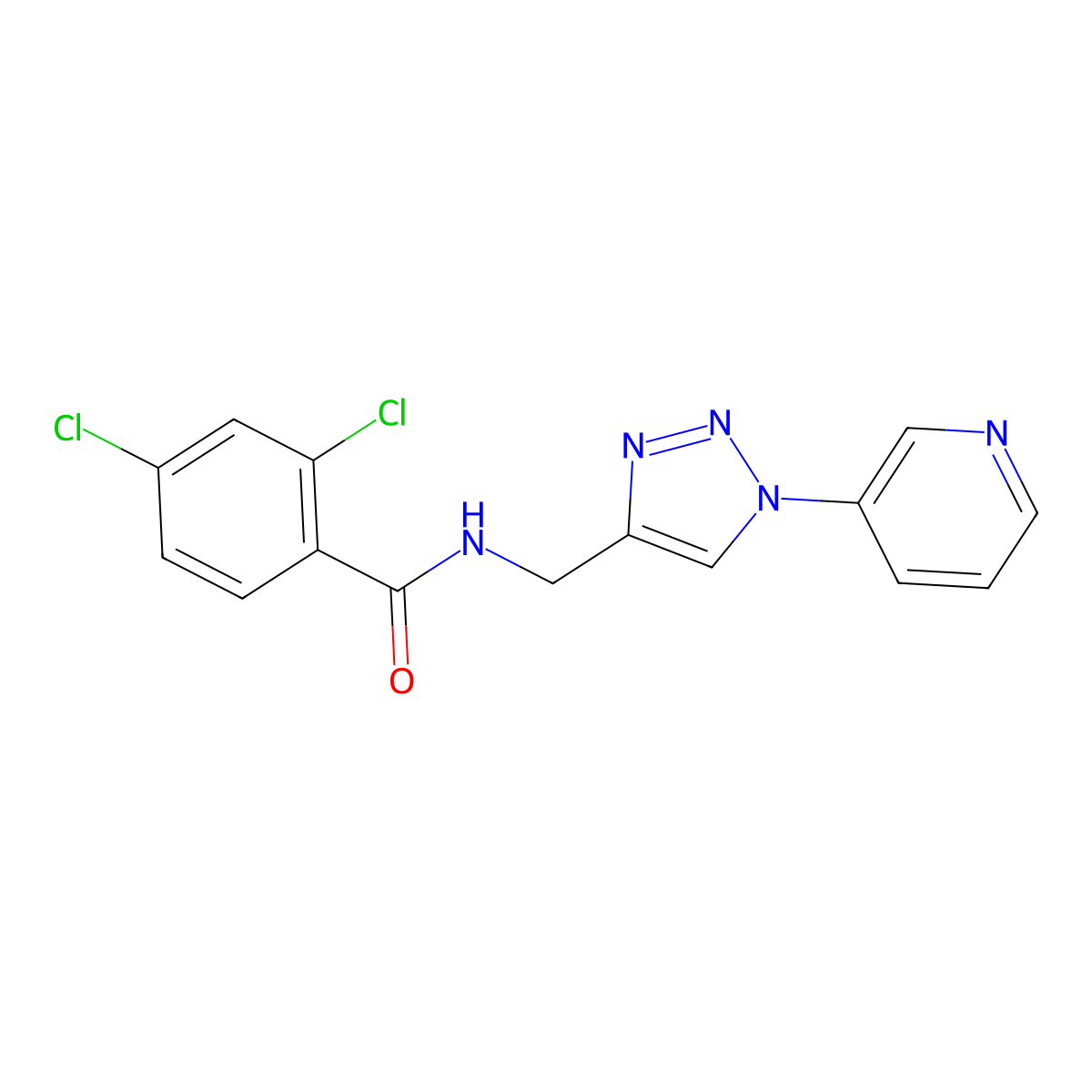 2,4-dichloro-N-{[1-(pyridin-3-yl)-1H-1,2,3-triazol-4-yl]methyl}benzamide molecular structure, CAS 2034270-38-5