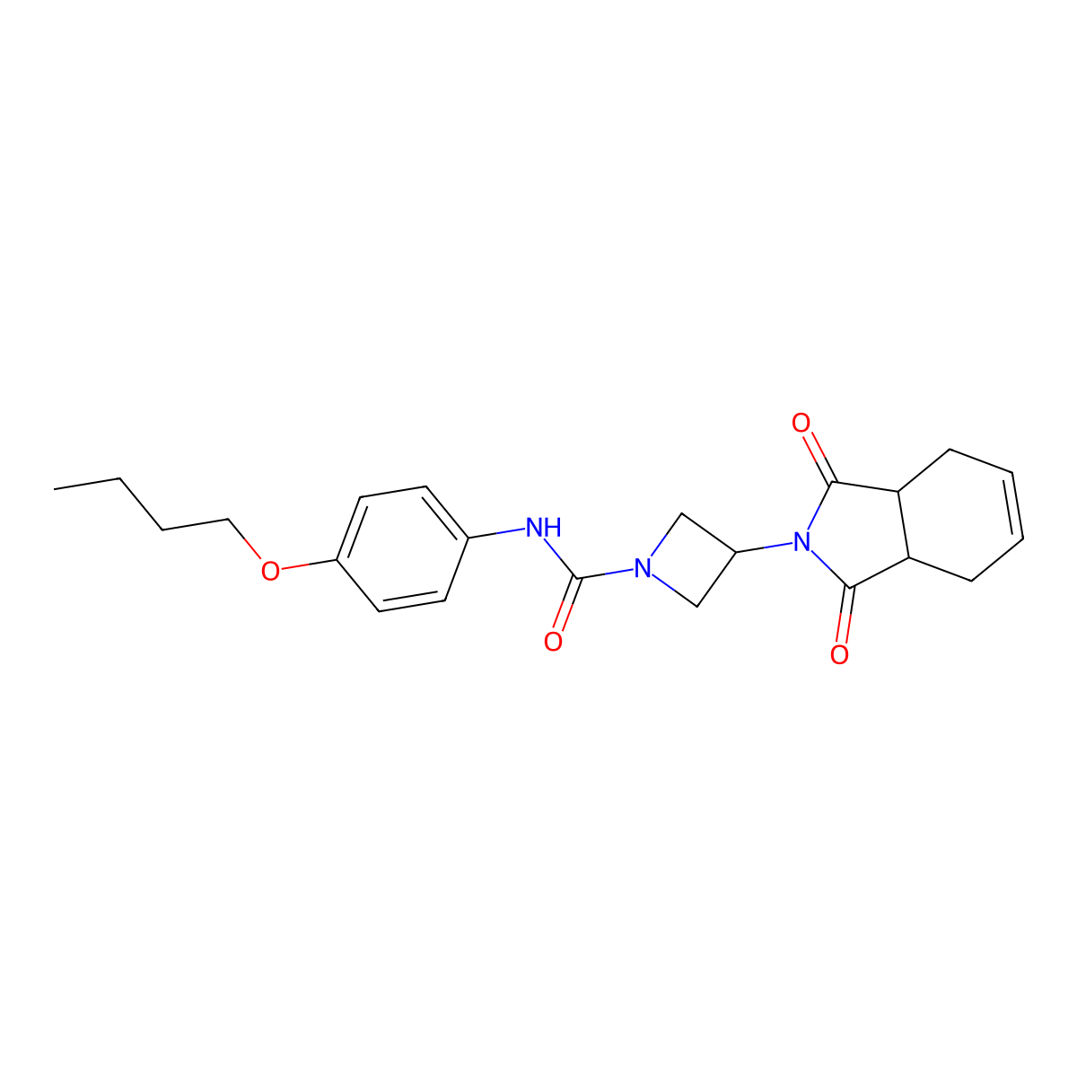 N-(4-butoxyphenyl)-3-(1,3-dioxo-3a,4,7,7a-tetrahydro-1H-isoindol-2(3H)-yl)azetidine-1-carboxamide molecular structure, CAS 2034270-40-9