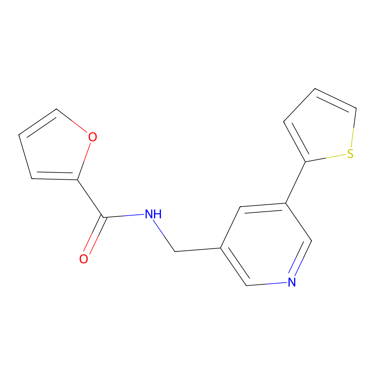 N-((5-(thiophen-2-yl)pyridin-3-yl)methyl)furan-2-carboxamide molecular structure, CAS 2034270-45-4