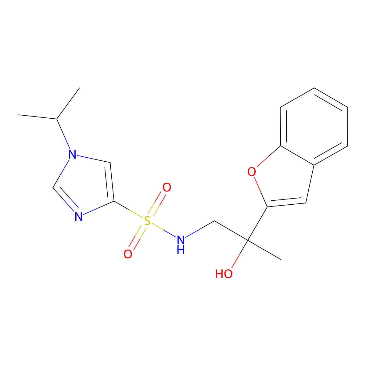 N-(2-(benzofuran-2-yl)-2-hydroxypropyl)-1-isopropyl-1H-imidazole-4-sulfonamide molecular structure, CAS 2034270-48-7