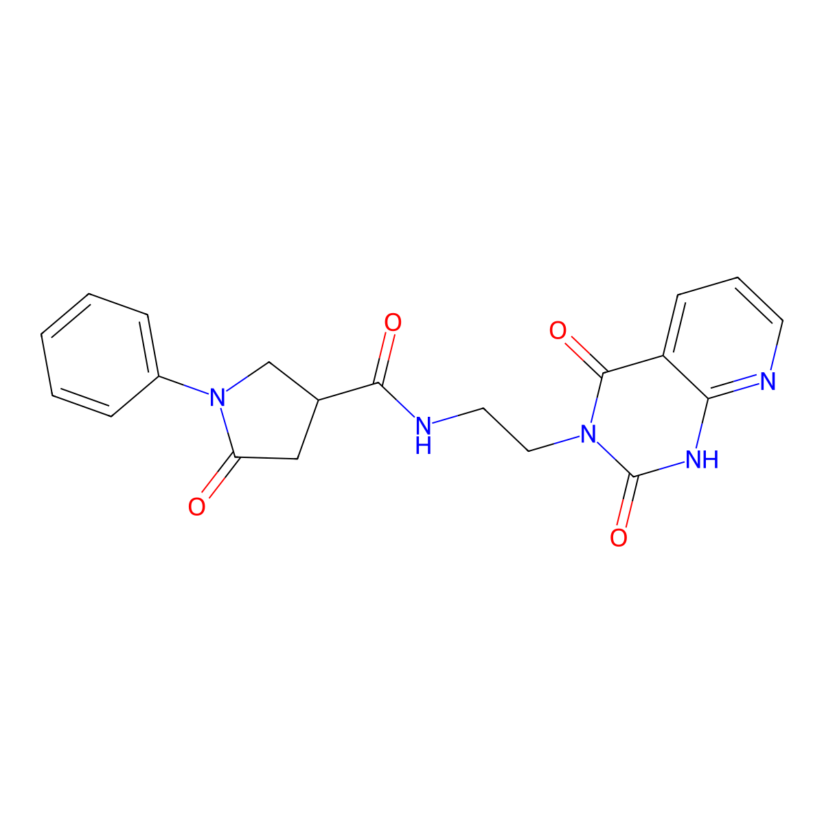 N-(2-(2,4-dioxo-1,2-dihydropyrido[2,3-d]pyrimidin-3(4H)-yl)ethyl)-5-oxo-1-phenylpyrrolidine-3-carboxamide molecular structure, CAS 2034270-53-4