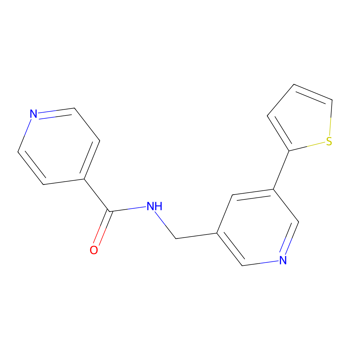 N-((5-(thiophen-2-yl)pyridin-3-yl)methyl)isonicotinamide molecular structure, CAS 2034270-55-6