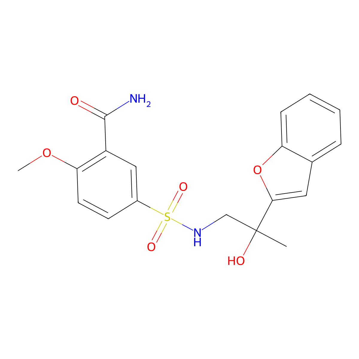 5-(N-(2-(benzofuran-2-yl)-2-hydroxypropyl)sulfamoyl)-2-methoxybenzamide molecular structure, CAS 2034270-59-0