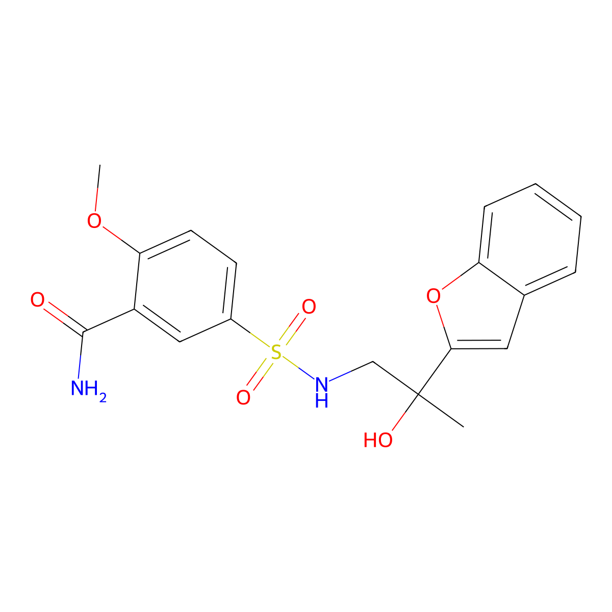 5-(N-(2-(benzofuran-2-yl)-2-hydroxypropyl)sulfamoyl)-2-methoxybenzamide molecular structure, CAS 2034270-59-0