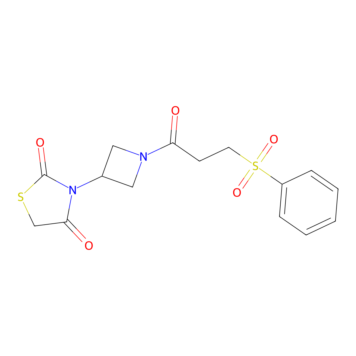 3-(1-(3-(Phenylsulfonyl)propanoyl)azetidin-3-yl)thiazolidine-2,4-dione molecular structure, CAS 2034270-60-3