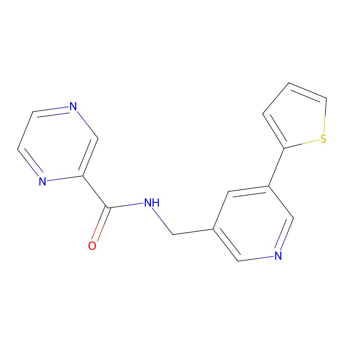 N-{[5-(thiophen-2-yl)pyridin-3-yl]methyl}pyrazine-2-carboxamide molecular structure, CAS 2034270-65-8