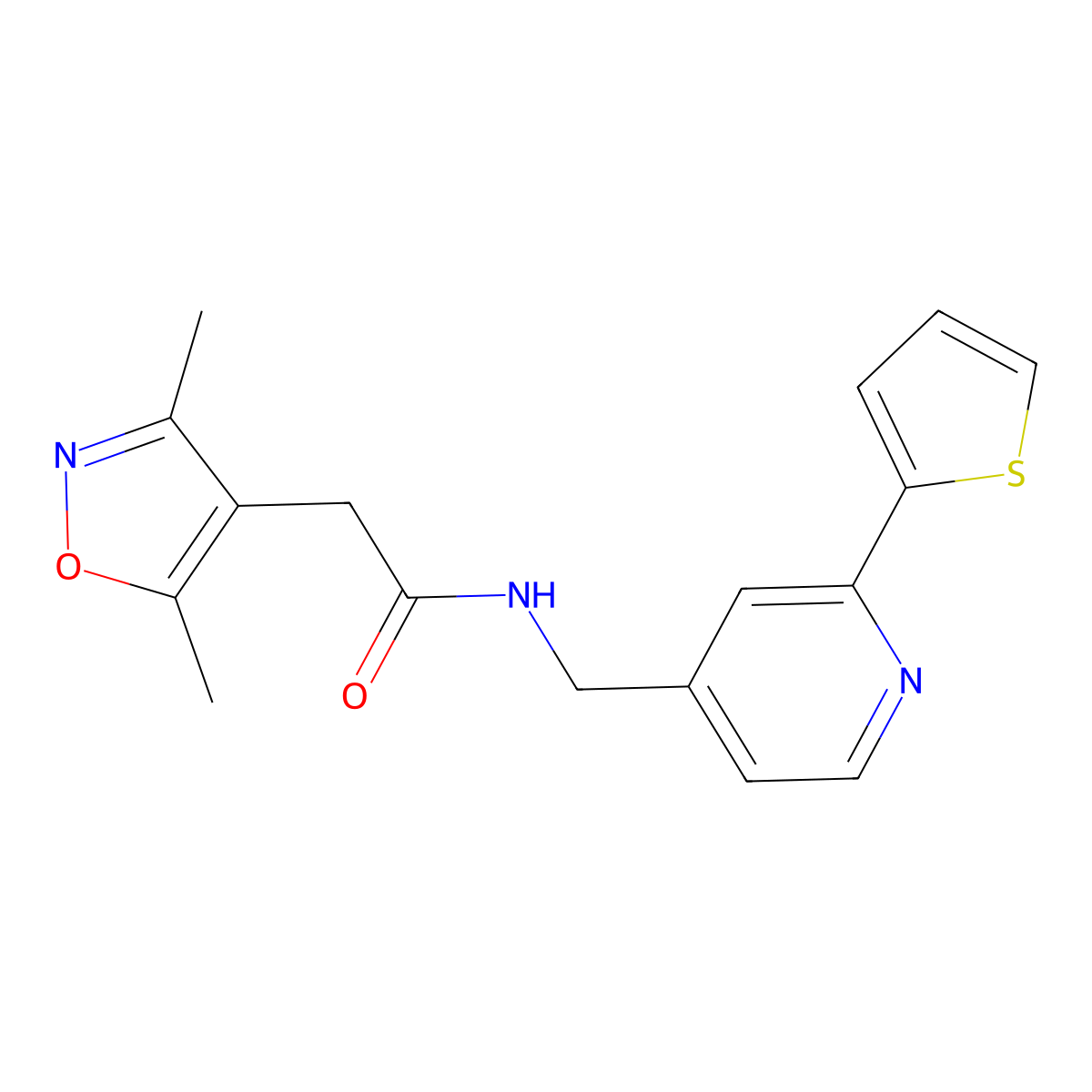 2-(3,5-dimethylisoxazol-4-yl)-N-((2-(thiophen-2-yl)pyridin-4-yl)methyl)acetamide molecular structure, CAS 2034270-67-0