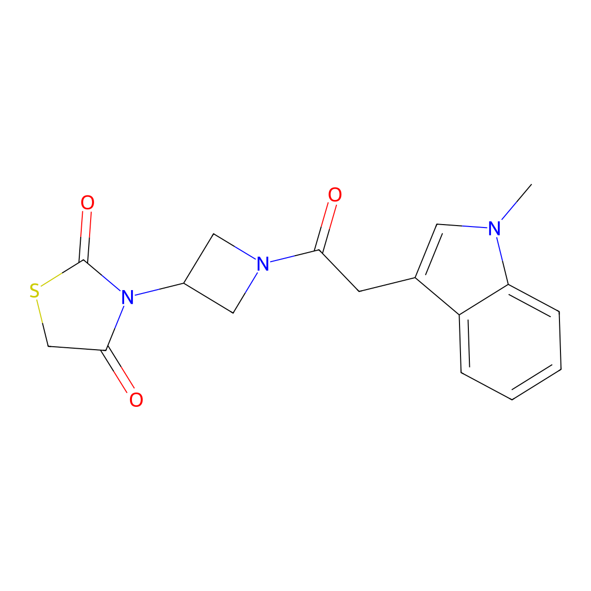 3-(1-(2-(1-methyl-1H-indol-3-yl)acetyl)azetidin-3-yl)thiazolidine-2,4-dione molecular structure, CAS 2034270-68-1