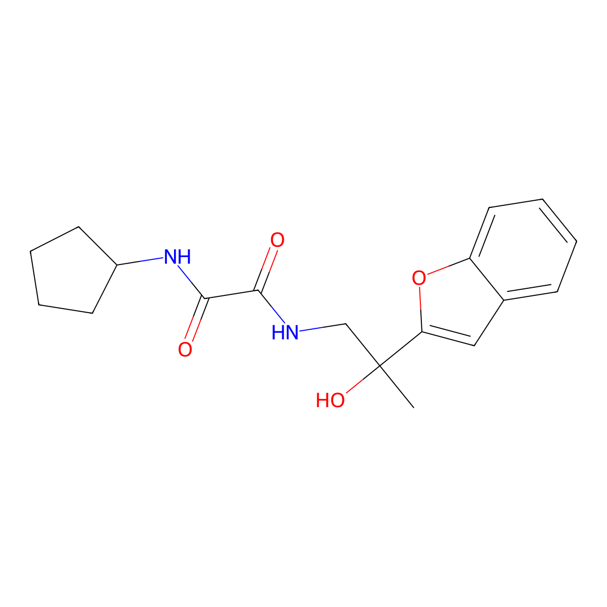 N1-(2-(benzofuran-2-yl)-2-hydroxypropyl)-N2-cyclopentyloxalamide molecular structure, CAS 2034270-69-2