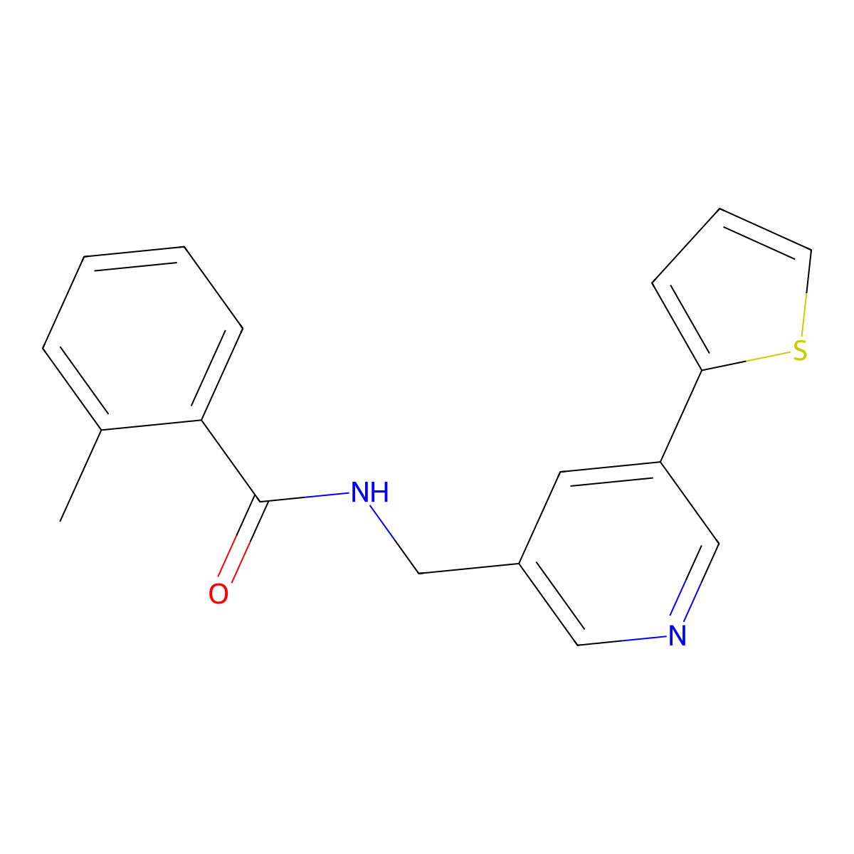 2-methyl-N-((5-(thiophen-2-yl)pyridin-3-yl)methyl)benzamide molecular structure, CAS 2034270-73-8