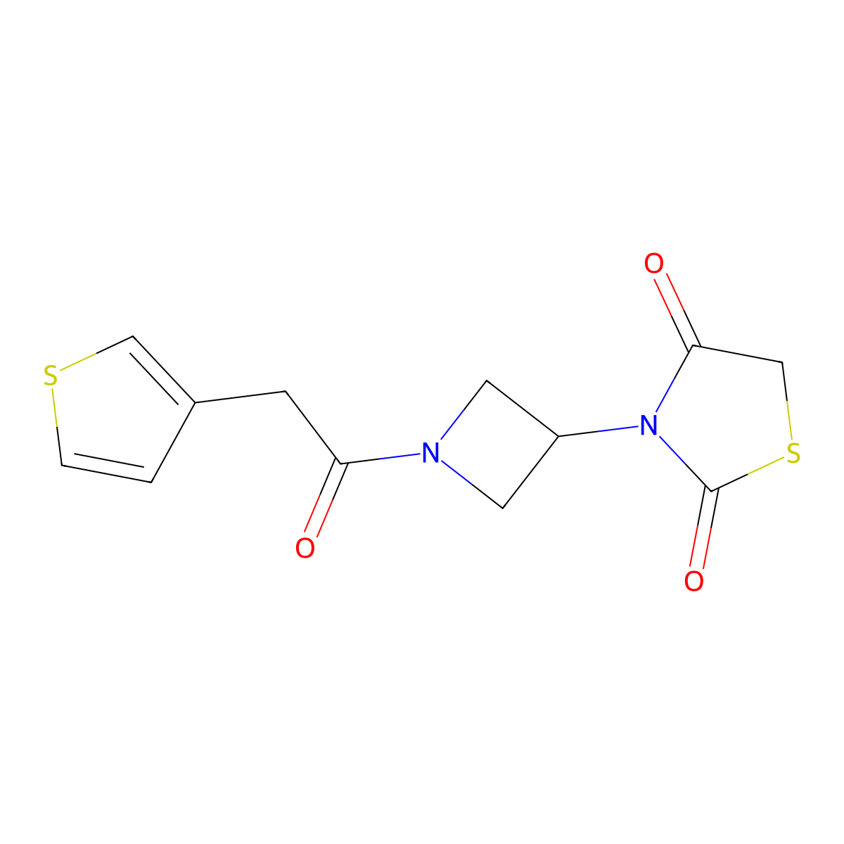 3-(1-(2-(Thiophen-3-yl)acetyl)azetidin-3-yl)thiazolidine-2,4-dione molecular structure, CAS 2034270-74-9