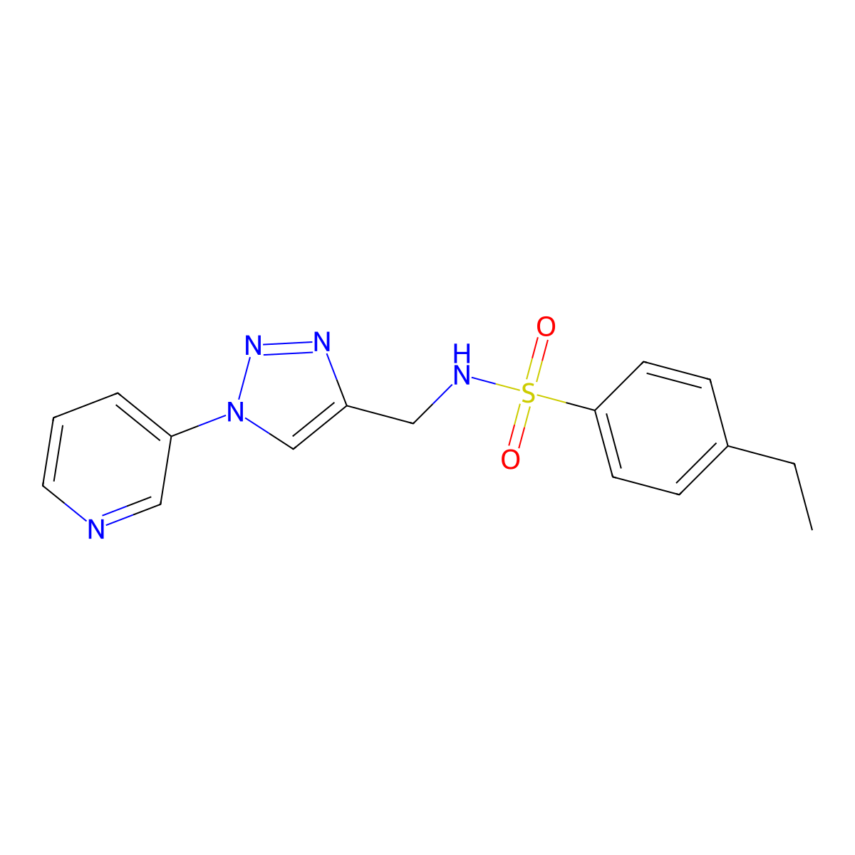 4-ethyl-N-((1-(pyridin-3-yl)-1H-1,2,3-triazol-4-yl)methyl)benzenesulfonamide molecular structure, CAS 2034270-81-8