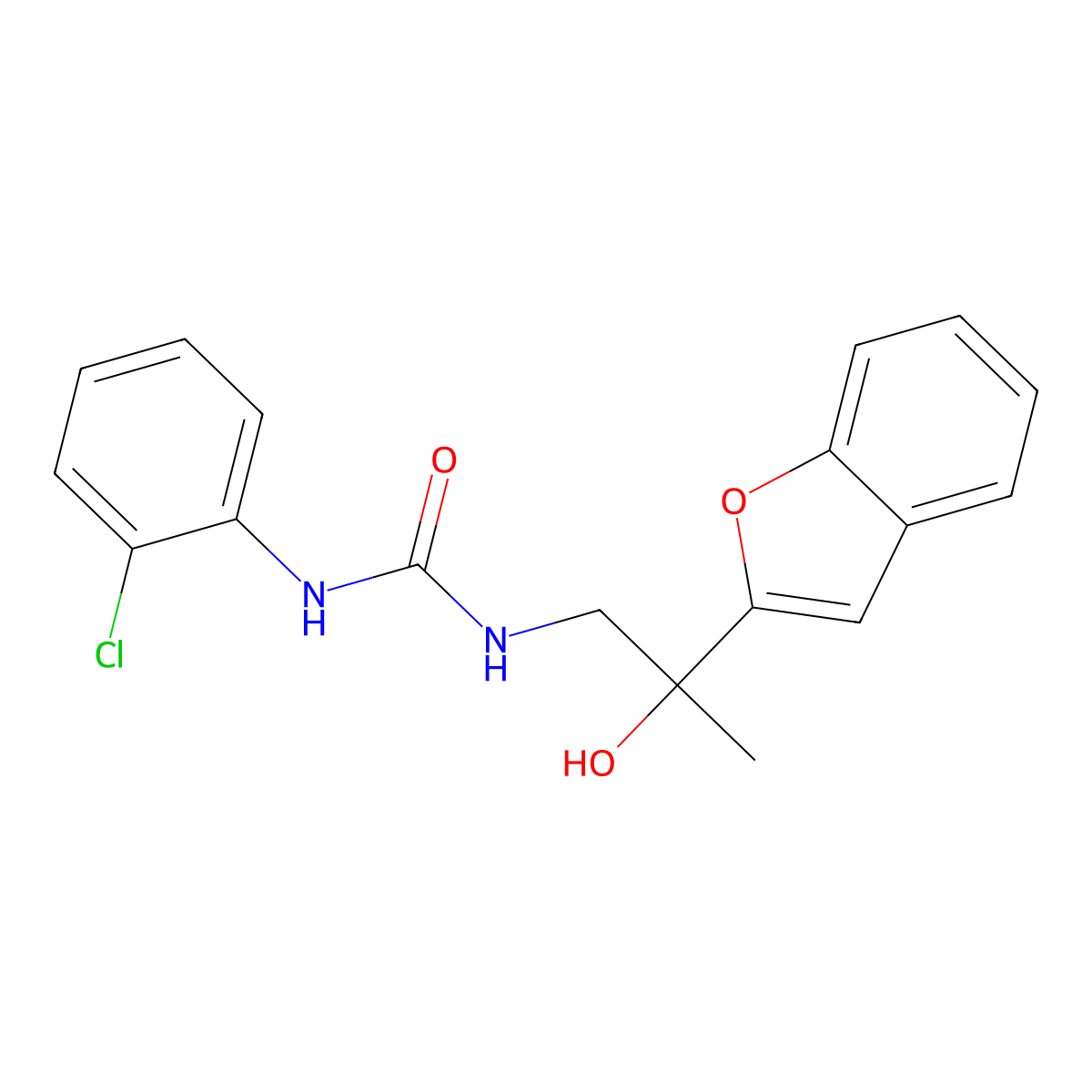 1-(2-(Benzofuran-2-yl)-2-hydroxypropyl)-3-(2-chlorophenyl)urea molecular structure, CAS 2034270-82-9