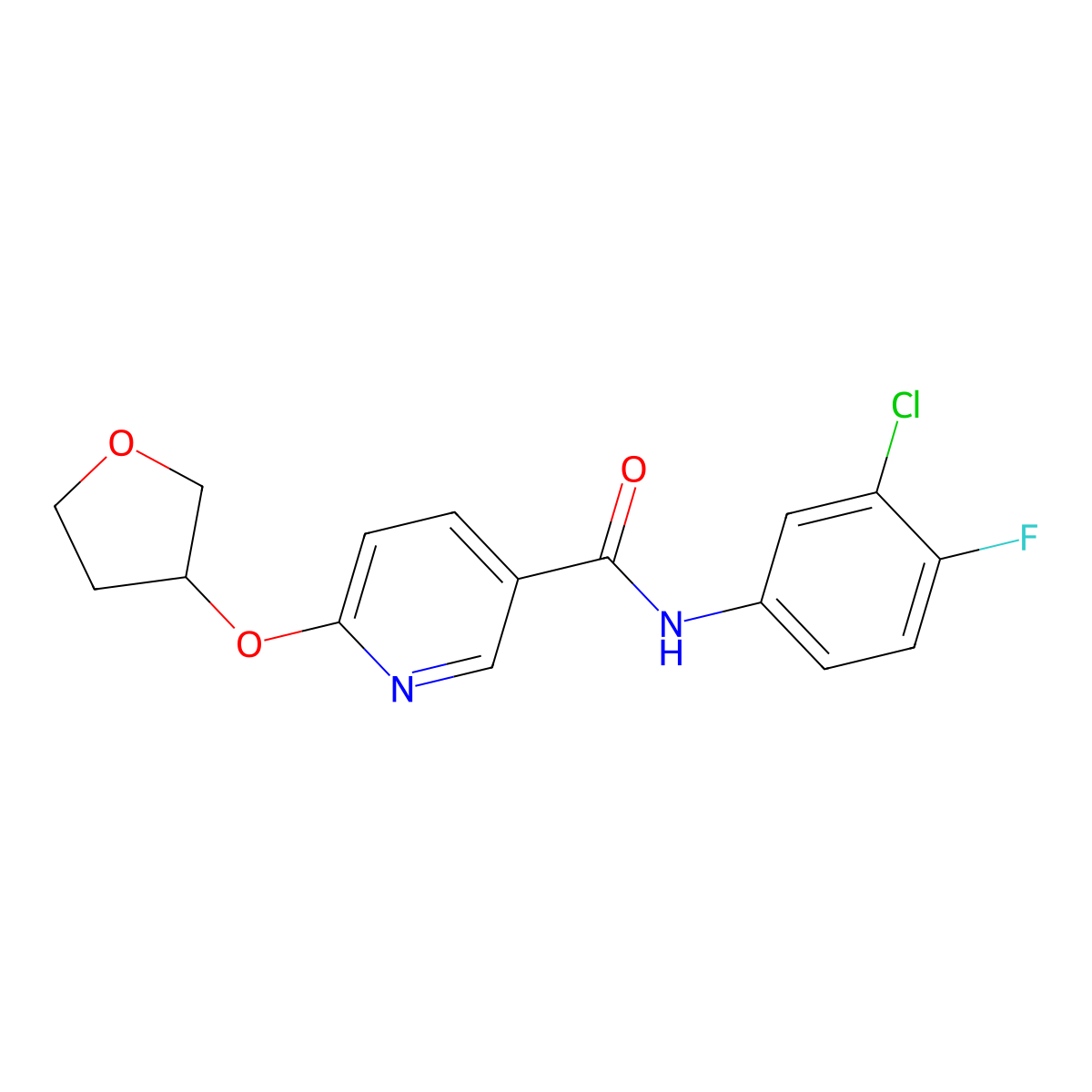 N-(3-chloro-4-fluorophenyl)-6-((tetrahydrofuran-3-yl)oxy)nicotinamide molecular structure, CAS 2034270-86-3