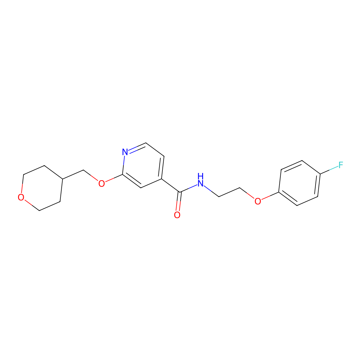 N-(2-(4-fluorophenoxy)ethyl)-2-((tetrahydro-2H-pyran-4-yl)methoxy)isonicotinamide molecular structure, CAS 2034270-90-9