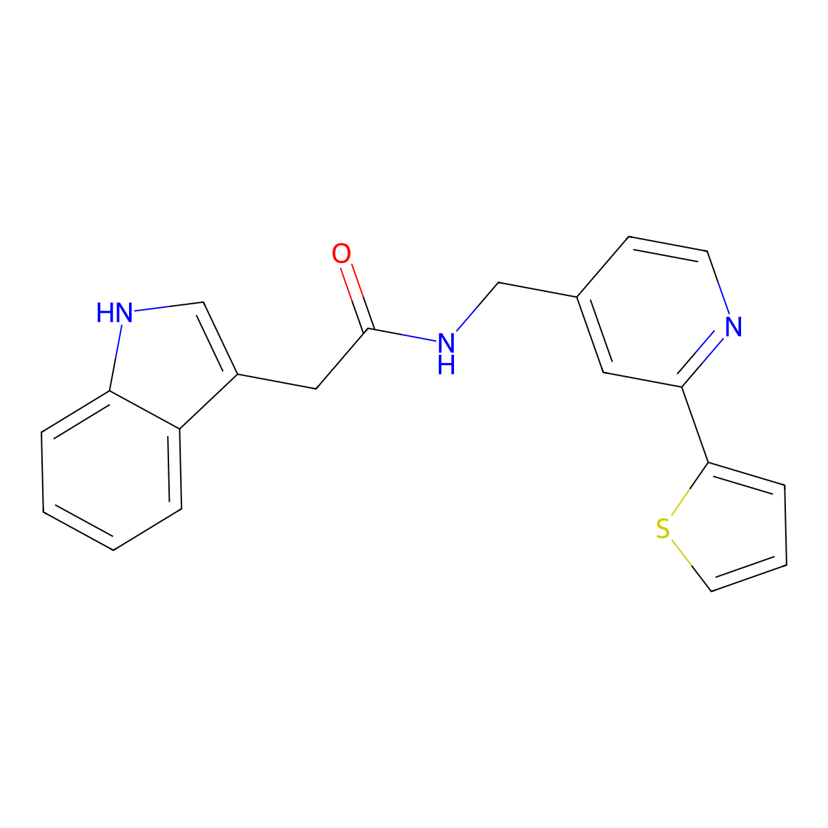 2-(1H-indol-3-yl)-N-{[2-(thiophen-2-yl)pyridin-4-yl]methyl}acetamide molecular structure, CAS 2034270-92-1