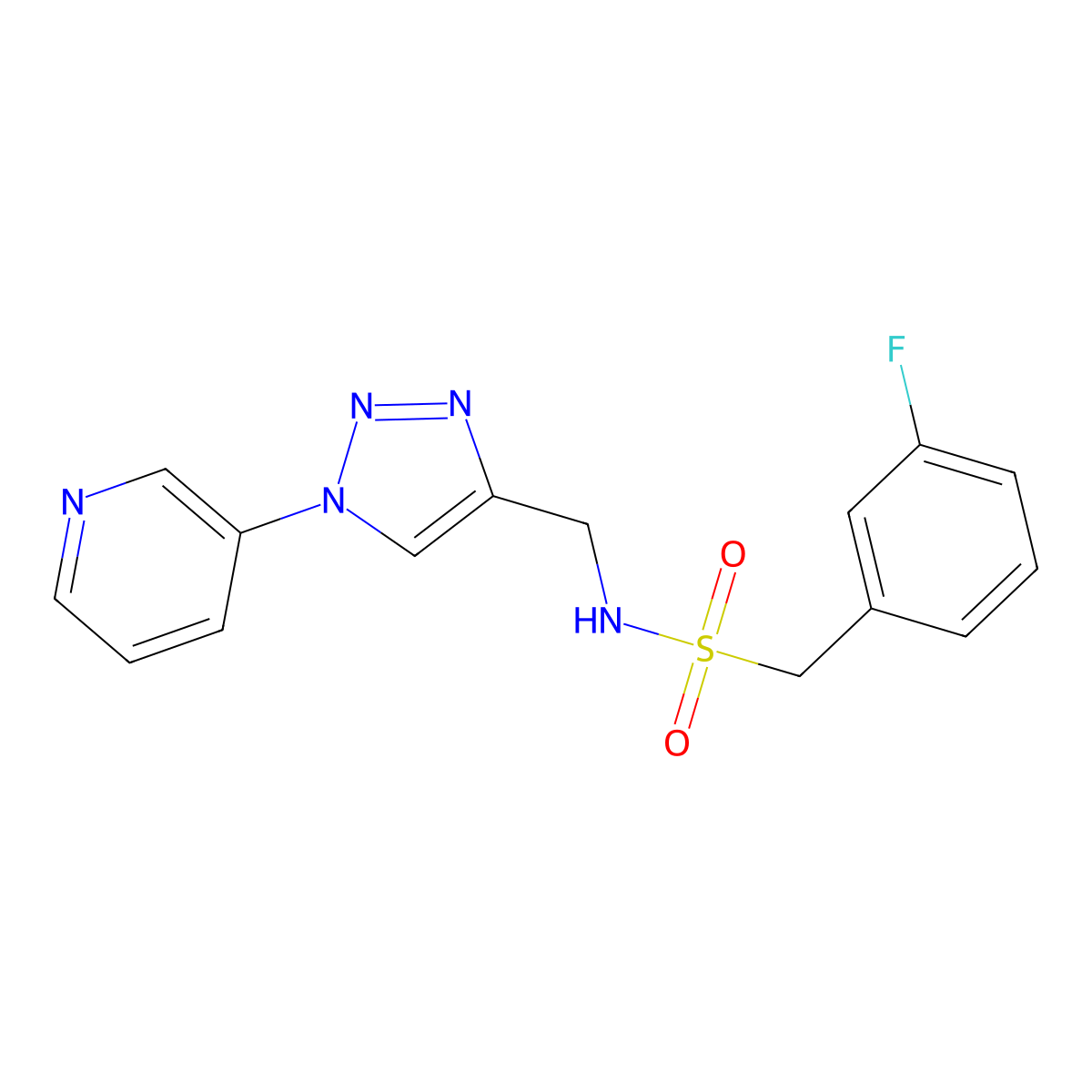 1-(3-fluorophenyl)-N-{[1-(pyridin-3-yl)-1H-1,2,3-triazol-4-yl]methyl}methanesulfonamide molecular structure, CAS 2034270-94-3