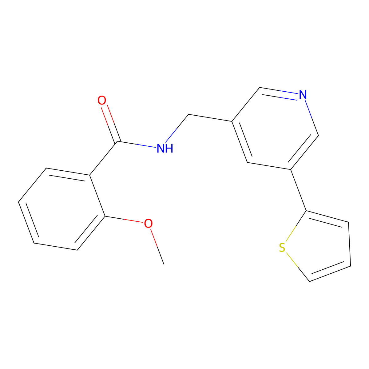 2-methoxy-N-((5-(thiophen-2-yl)pyridin-3-yl)methyl)benzamide molecular structure, CAS 2034270-97-6