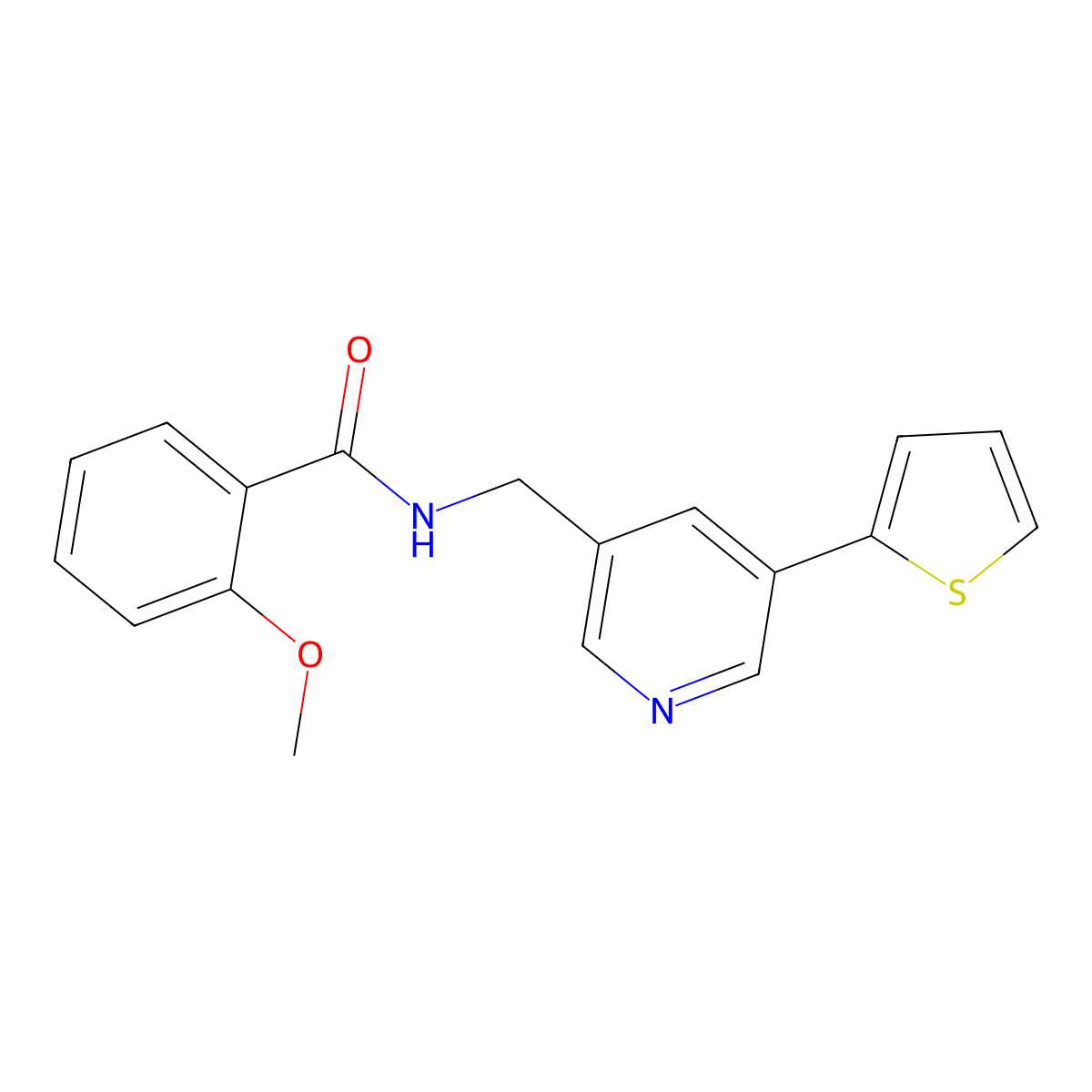 2-methoxy-N-((5-(thiophen-2-yl)pyridin-3-yl)methyl)benzamide molecular structure, CAS 2034270-97-6