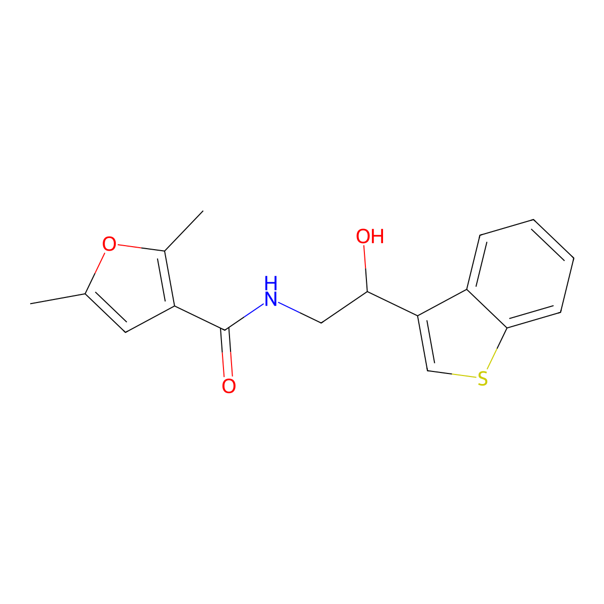N-(2-(benzo[b]thiophen-3-yl)-2-hydroxyethyl)-2,5-dimethylfuran-3-carboxamide molecular structure, CAS 2034270-98-7