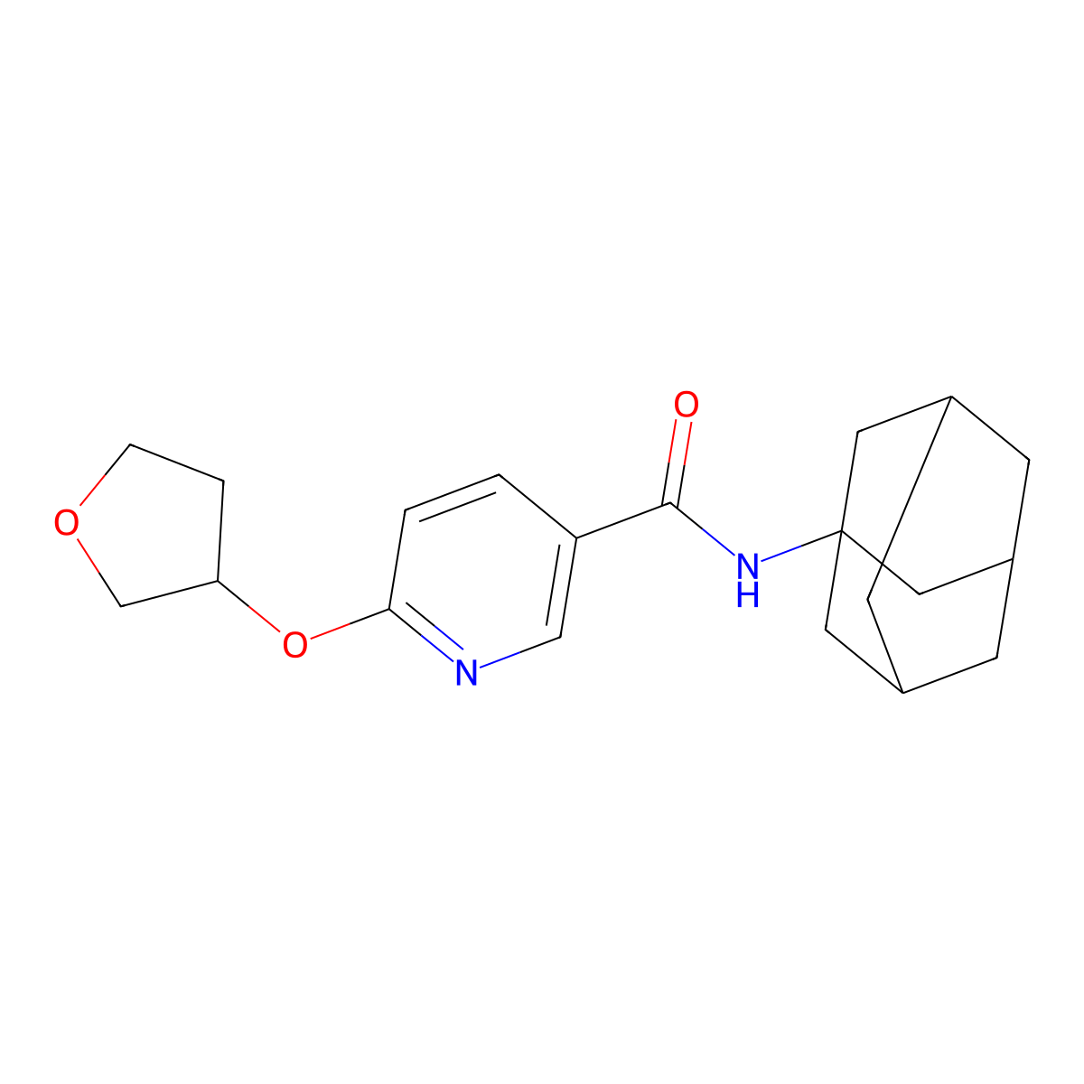 N-((3s,5s,7s)-adamantan-1-yl)-6-((tetrahydrofuran-3-yl)oxy)nicotinamide molecular structure, CAS 2034270-99-8