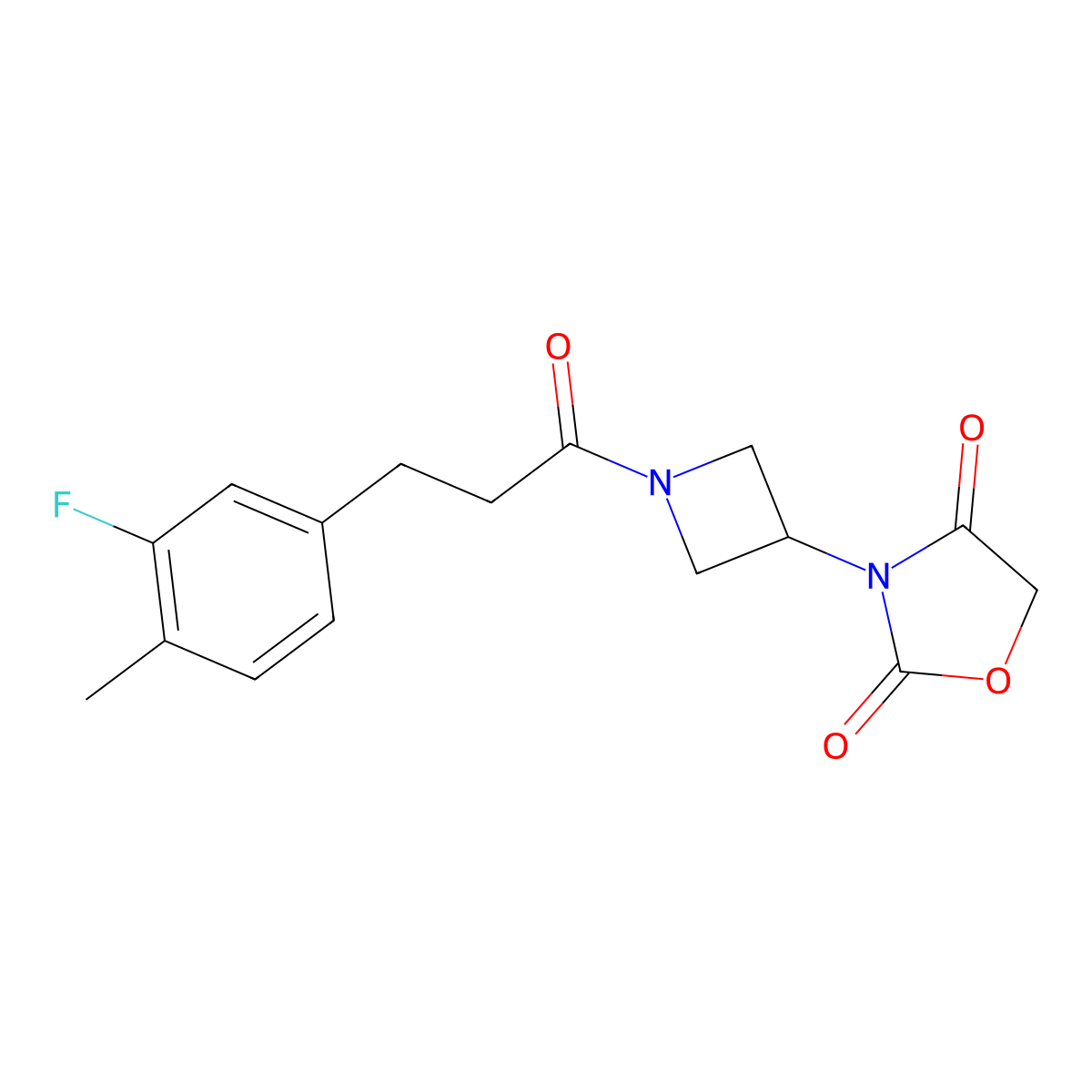 3-(1-(3-(3-Fluoro-4-methylphenyl)propanoyl)azetidin-3-yl)oxazolidine-2,4-dione molecular structure, CAS 2034271-03-7