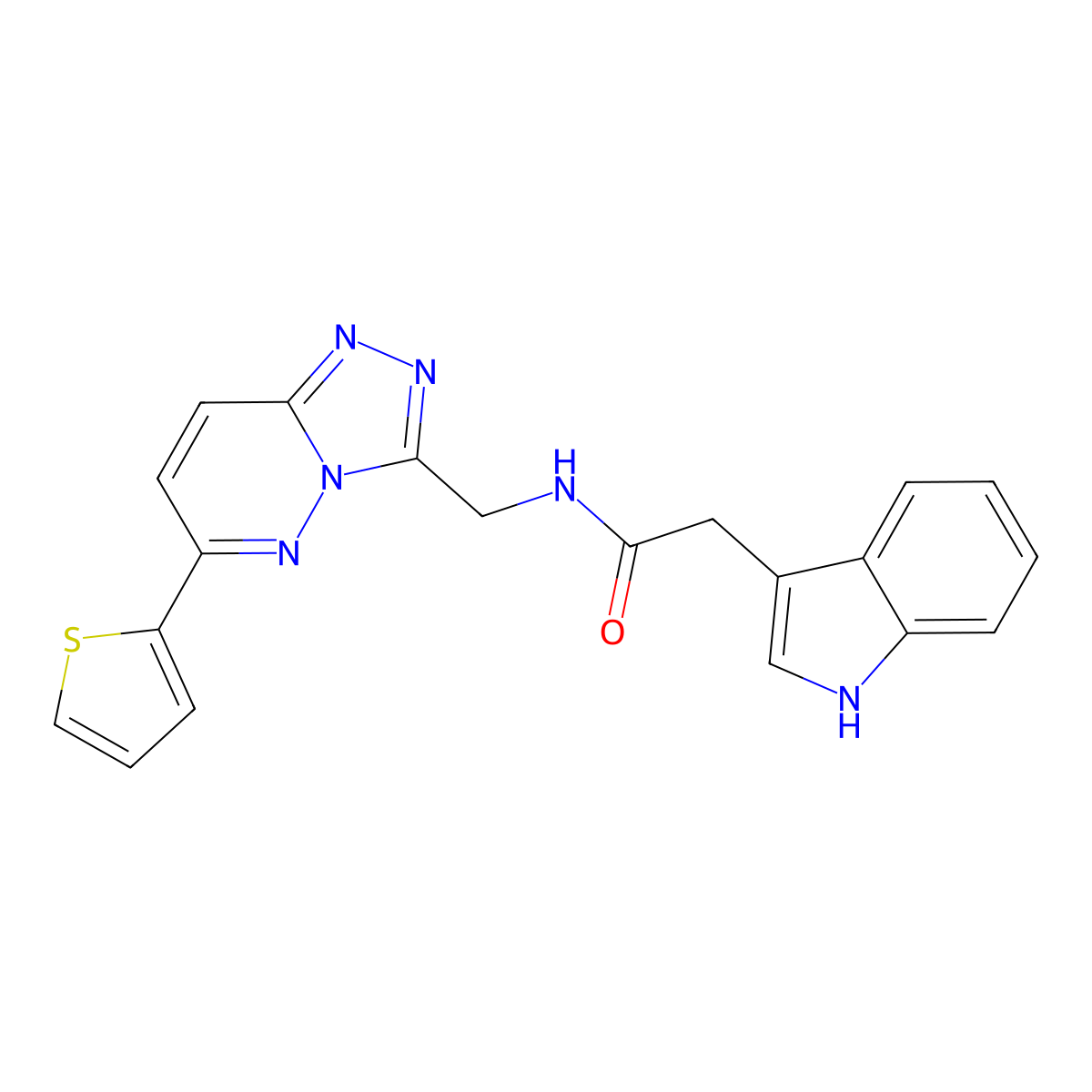 2-(1H-indol-3-yl)-N-((6-(thiophen-2-yl)-[1,2,4]triazolo[4,3-b]pyridazin-3-yl)methyl)acetamide molecular structure, CAS 2034271-14-0