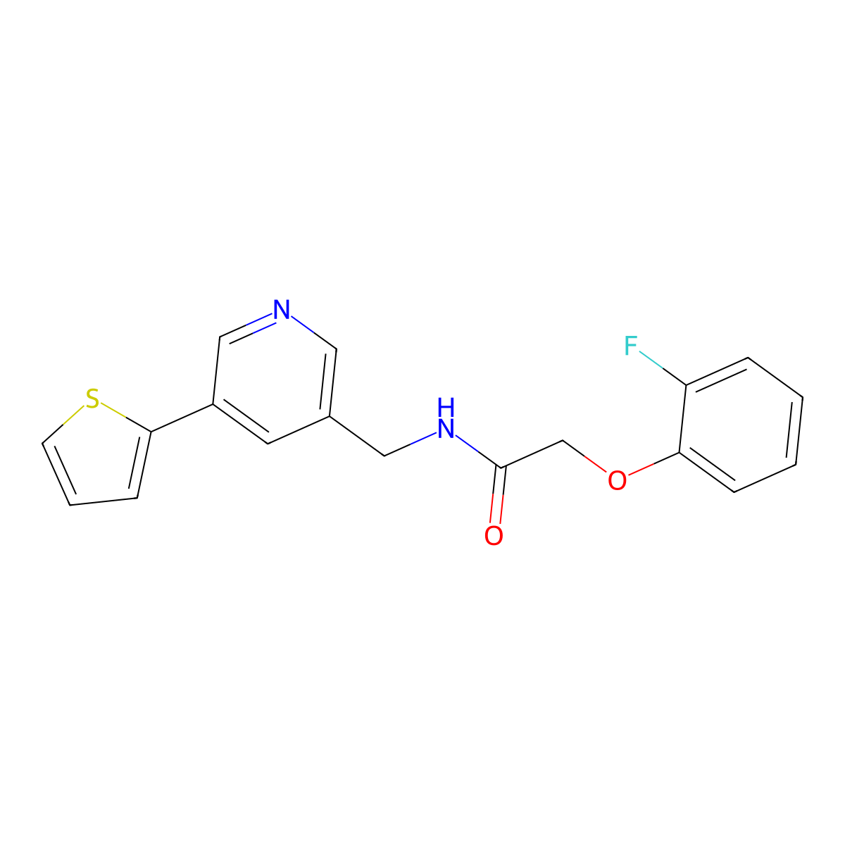 2-(2-fluorophenoxy)-N-((5-(thiophen-2-yl)pyridin-3-yl)methyl)acetamide molecular structure, CAS 2034271-15-1