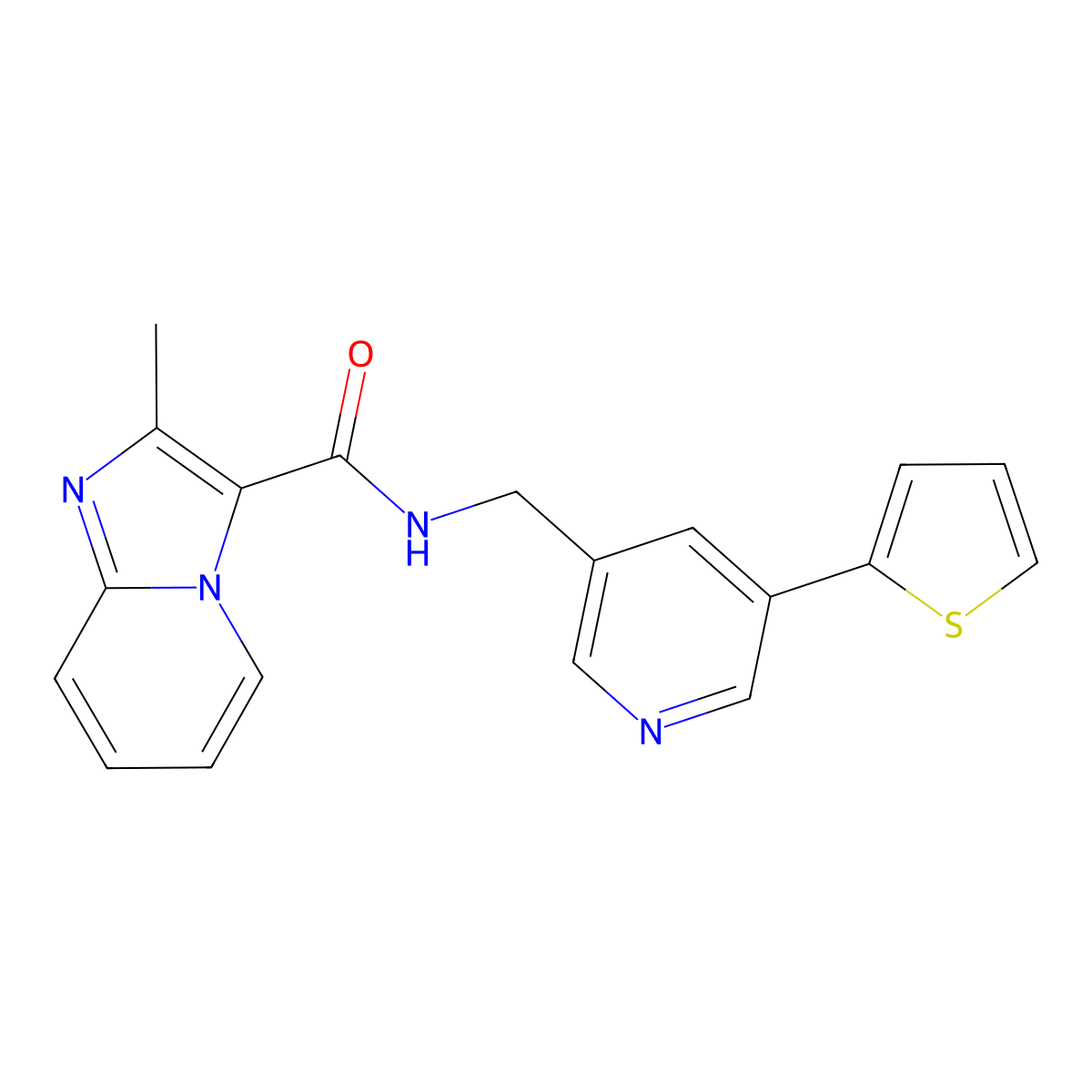 2-methyl-N-((5-(thiophen-2-yl)pyridin-3-yl)methyl)imidazo[1,2-a]pyridine-3-carboxamide molecular structure, CAS 2034271-18-4