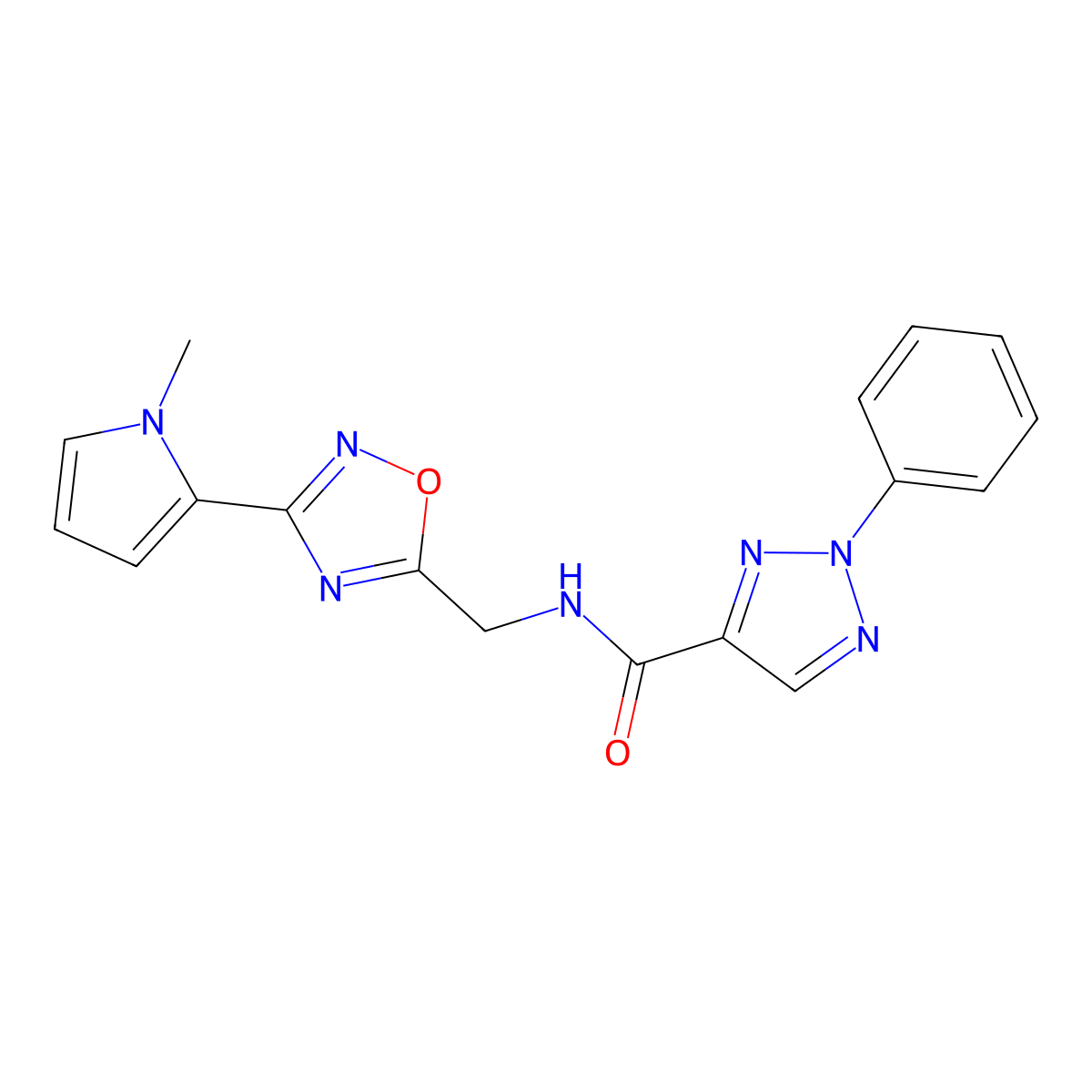 N-{[3-(1-methyl-1H-pyrrol-2-yl)-1,2,4-oxadiazol-5-yl]methyl}-2-phenyl-2H-1,2,3-triazole-4-carboxamide molecular structure, CAS 2034271-27-5