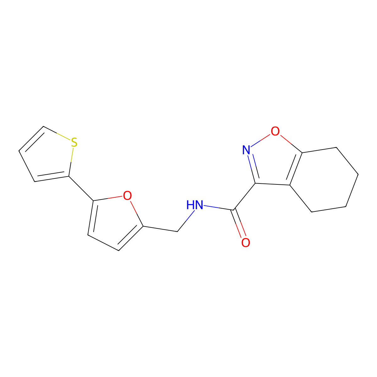 N-((5-(thiophen-2-yl)furan-2-yl)methyl)-4,5,6,7-tetrahydrobenzo[d]isoxazole-3-carboxamide molecular structure, CAS 2034271-32-2