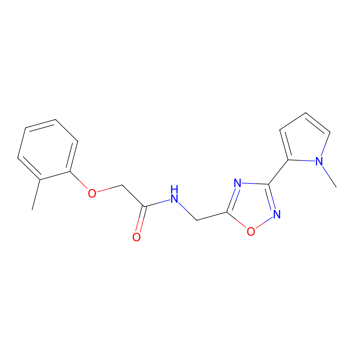 N-((3-(1-methyl-1H-pyrrol-2-yl)-1,2,4-oxadiazol-5-yl)methyl)-2-(o-tolyloxy)acetamide molecular structure, CAS 2034271-35-5