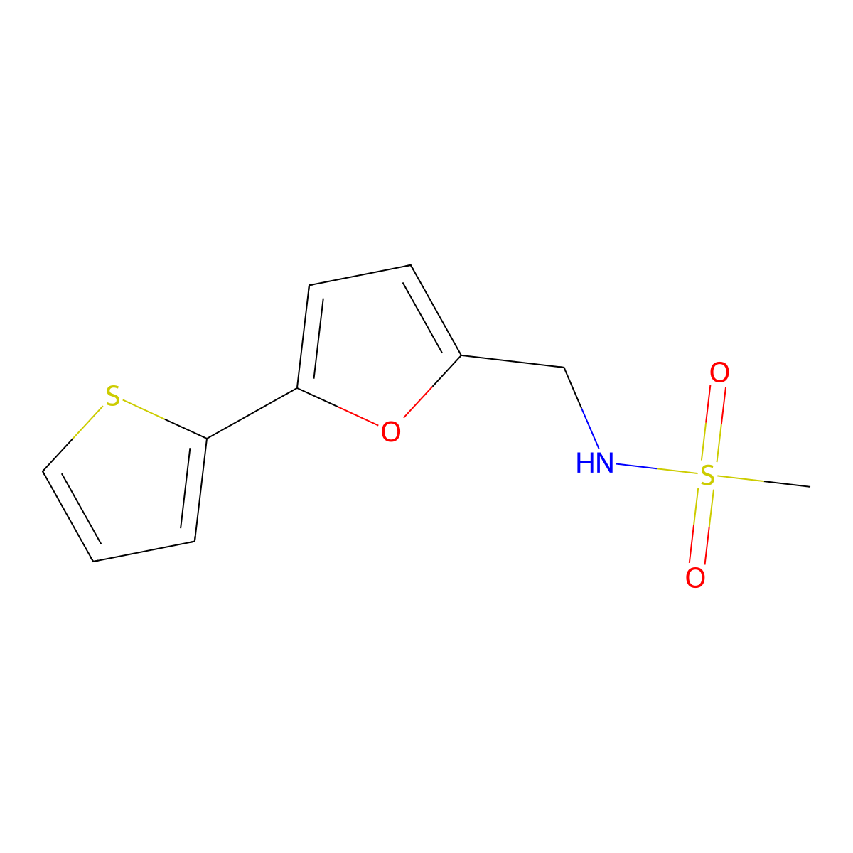 N-((5-(thiophen-2-yl)furan-2-yl)methyl)methanesulfonamide molecular structure, CAS 2034271-37-7