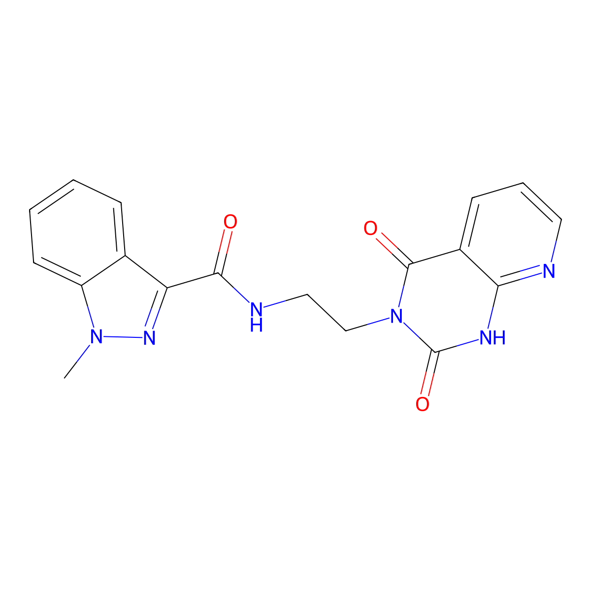 N-(2-(2,4-dioxo-1,2-dihydropyrido[2,3-d]pyrimidin-3(4H)-yl)ethyl)-1-methyl-1H-indazole-3-carboxamide molecular structure, CAS 2034271-44-6
