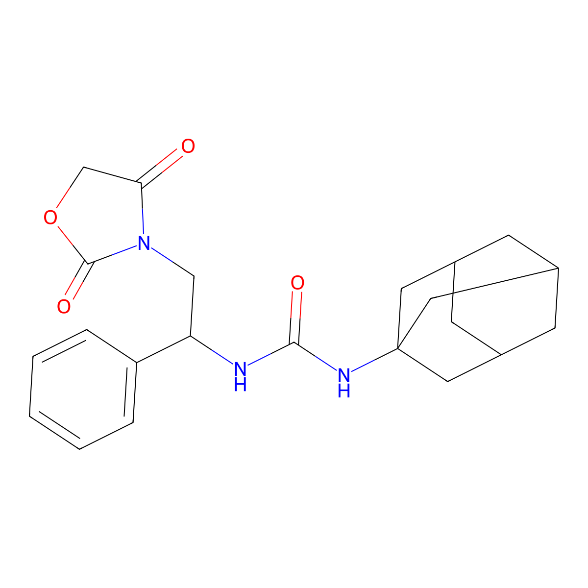 1-((3s,5s,7s)-Adamantan-1-yl)-3-(2-(2,4-dioxooxazolidin-3-yl)-1-phenylethyl)urea molecular structure, CAS 2034271-47-9