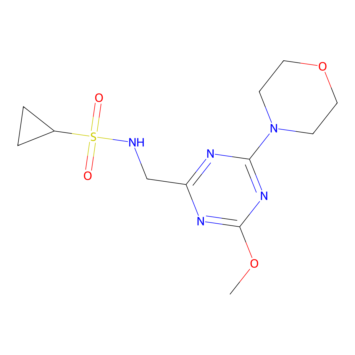 N-((4-methoxy-6-morpholino-1,3,5-triazin-2-yl)methyl)cyclopropanesulfonamide molecular structure, CAS 2034271-53-7