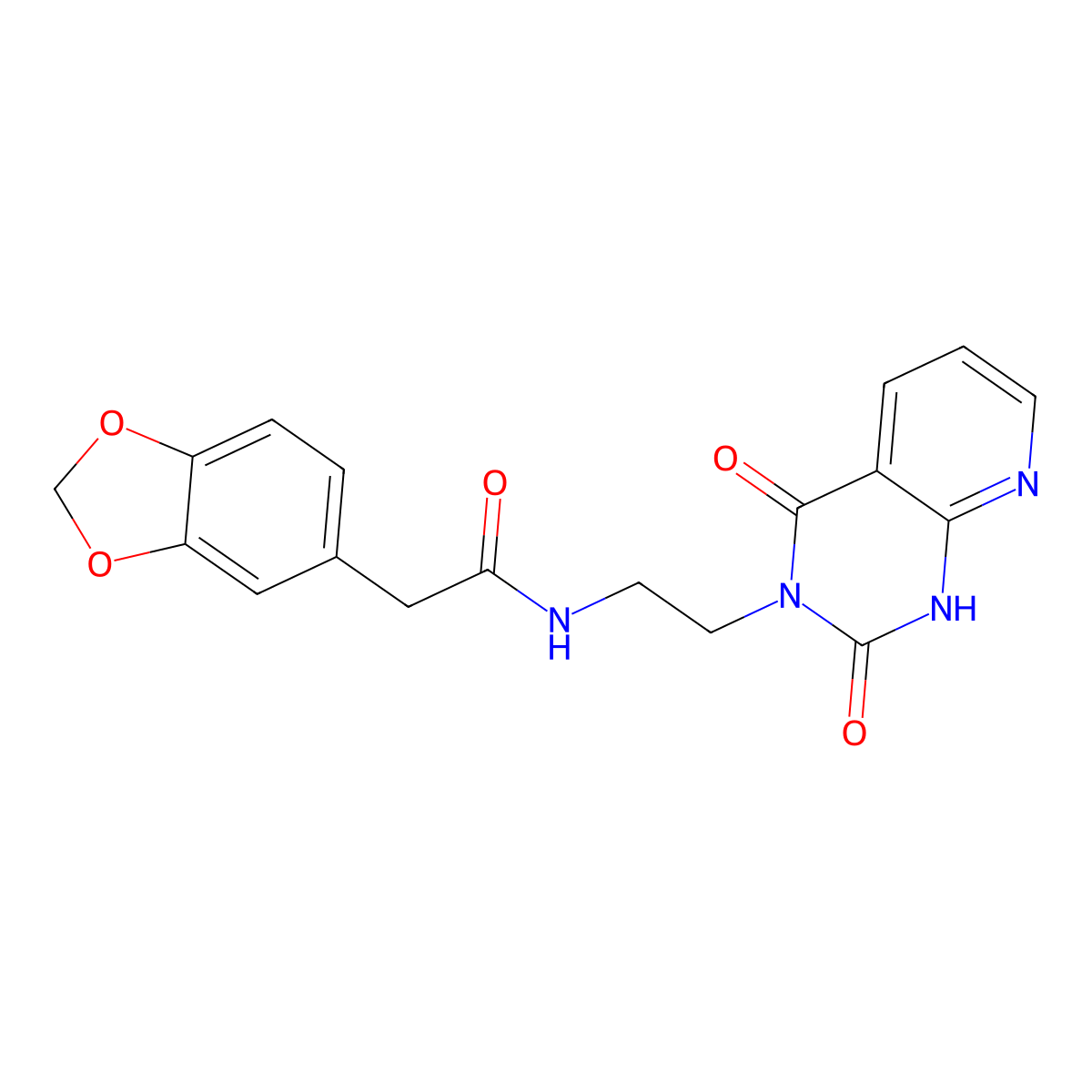 2-(benzo[d][1,3]dioxol-5-yl)-N-(2-(2,4-dioxo-1,2-dihydropyrido[2,3-d]pyrimidin-3(4H)-yl)ethyl)acetamide molecular structure, CAS 2034271-56-0
