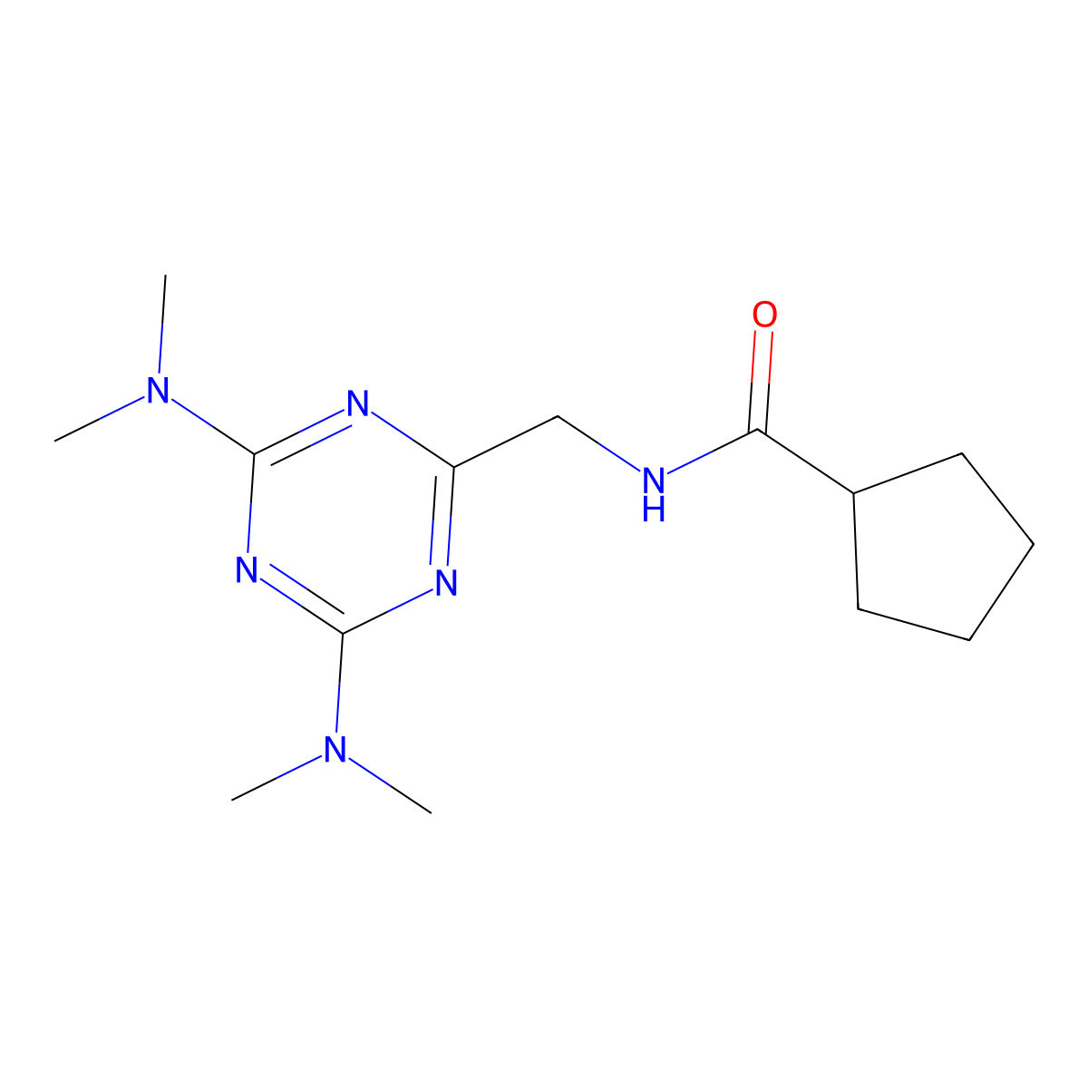 N-{[4,6-bis(dimethylamino)-1,3,5-triazin-2-yl]methyl}cyclopentanecarboxamide molecular structure, CAS 2034271-61-7
