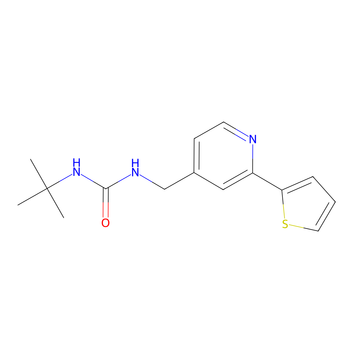 1-(Tert-butyl)-3-((2-(thiophen-2-yl)pyridin-4-yl)methyl)urea molecular structure, CAS 2034271-62-8