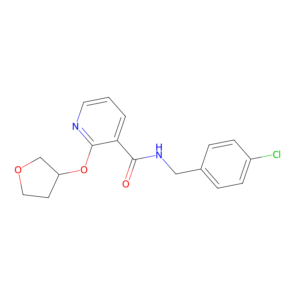 N-(4-chlorobenzyl)-2-((tetrahydrofuran-3-yl)oxy)nicotinamide molecular structure, CAS 2034271-72-0