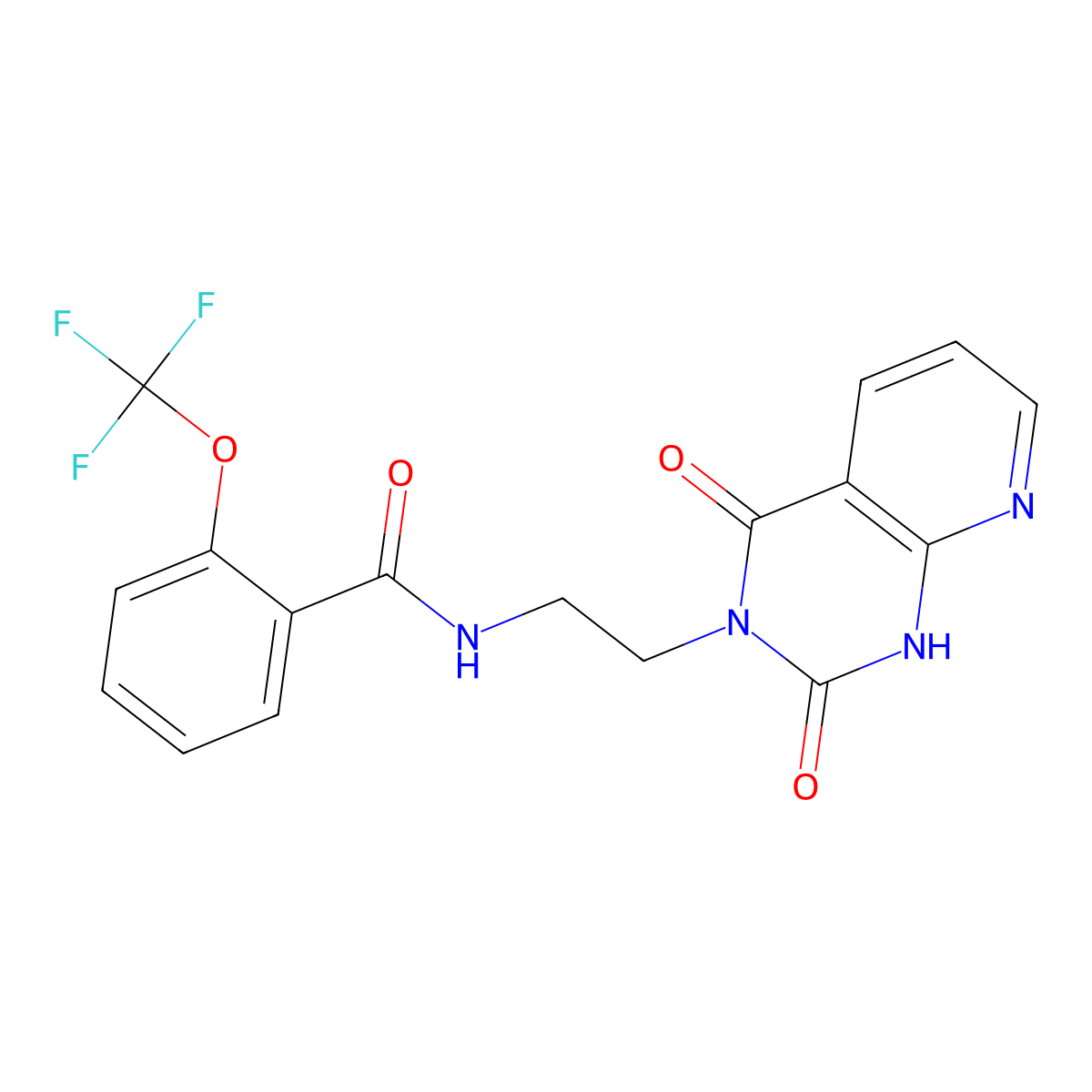 N-(2-(2,4-dioxo-1,2-dihydropyrido[2,3-d]pyrimidin-3(4H)-yl)ethyl)-2-(trifluoromethoxy)benzamide molecular structure, CAS 2034271-74-2