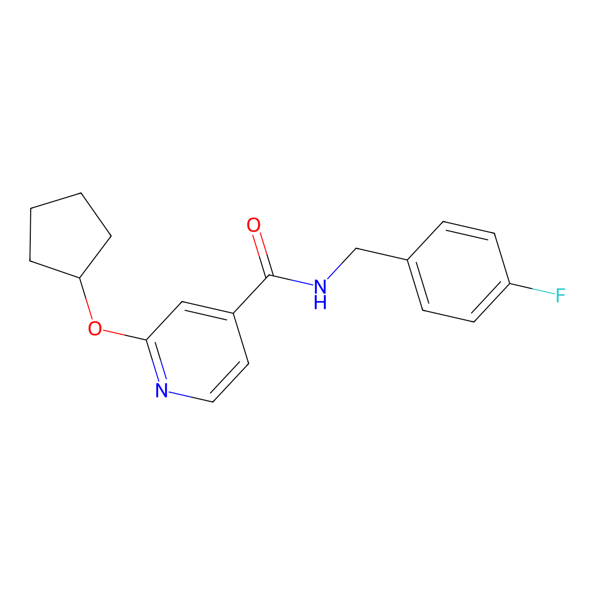 2-(cyclopentyloxy)-N-(4-fluorobenzyl)isonicotinamide molecular structure, CAS 2034271-76-4