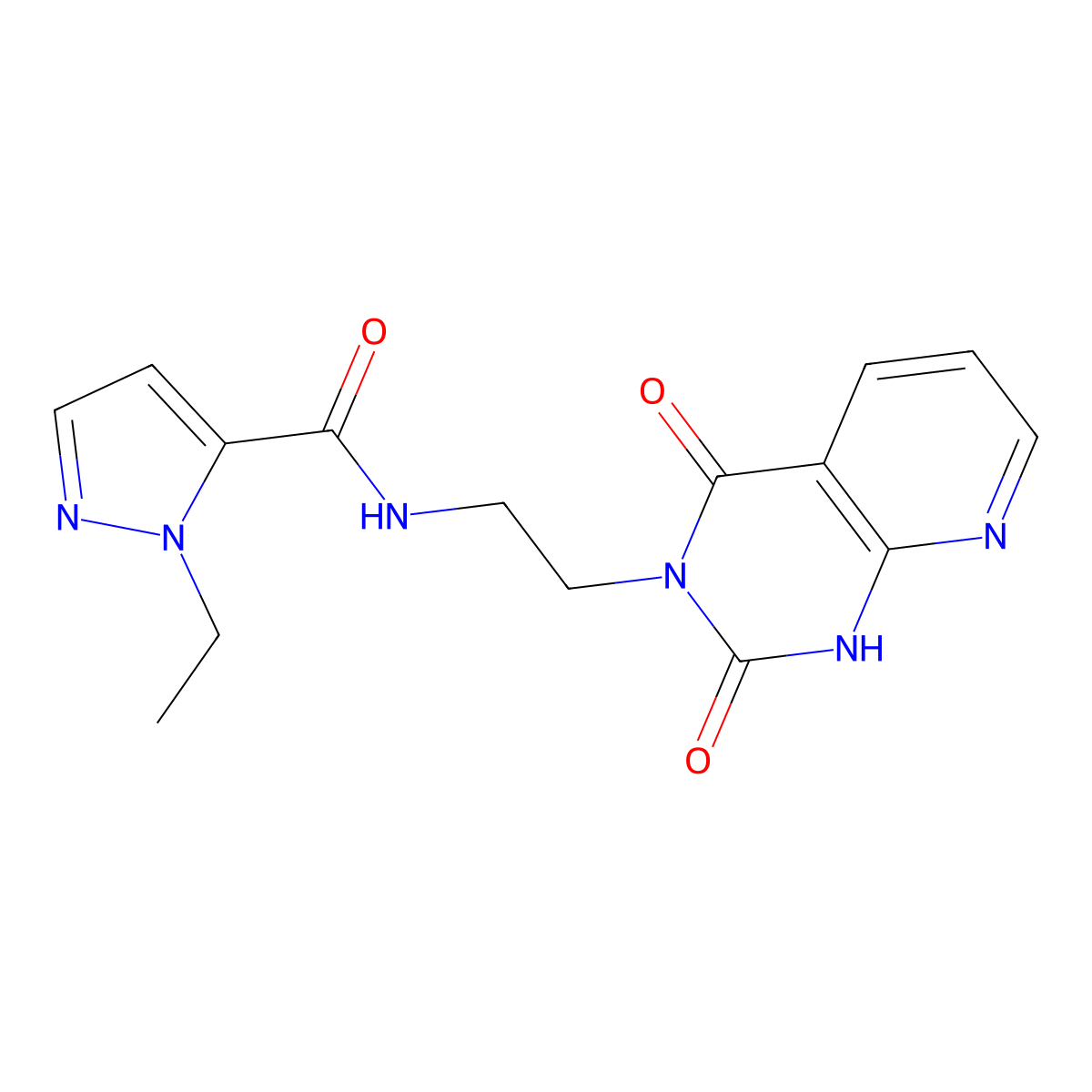 N-(2-(2,4-dioxo-1,2-dihydropyrido[2,3-d]pyrimidin-3(4H)-yl)ethyl)-1-ethyl-1H-pyrazole-5-carboxamide molecular structure, CAS 2034271-80-0