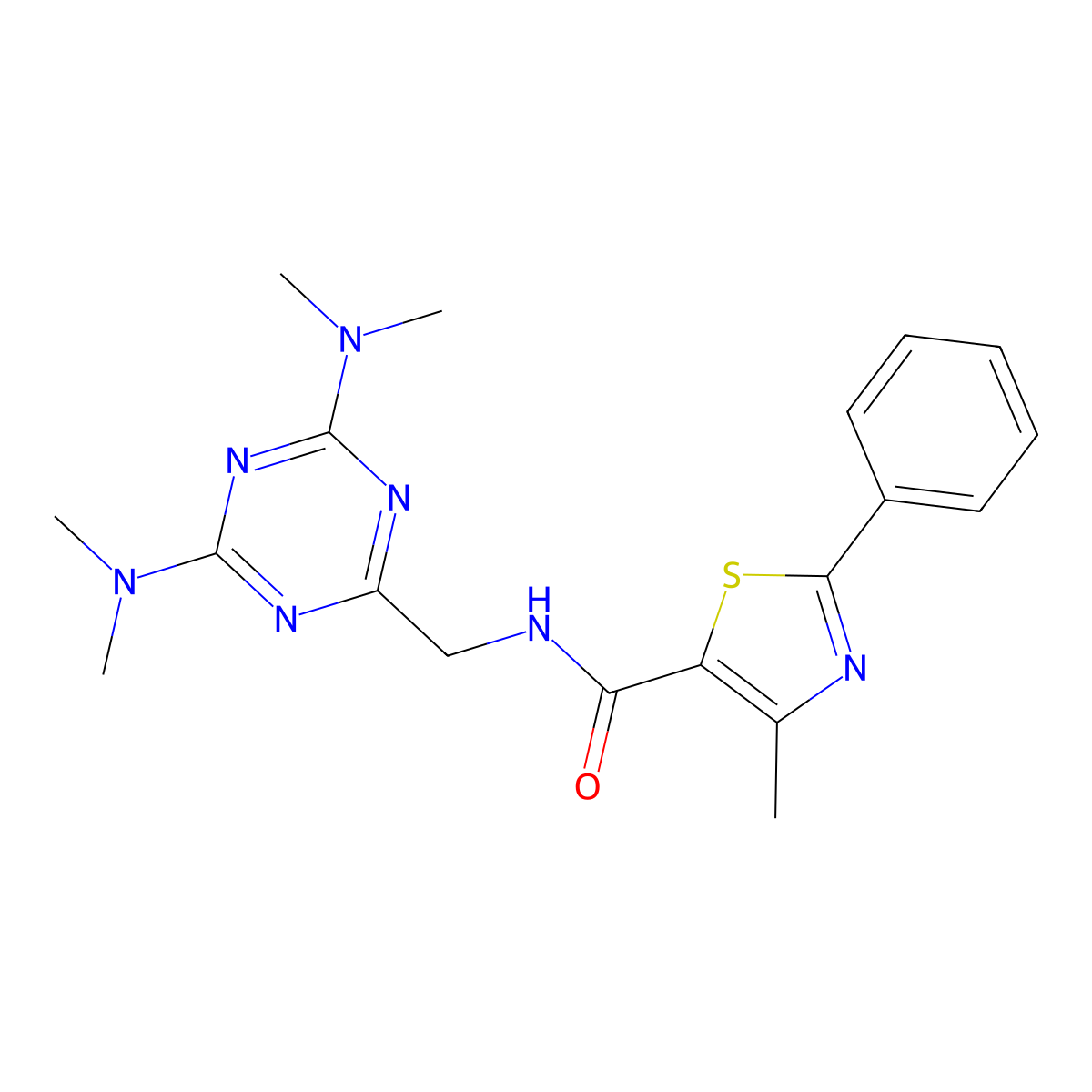 N-((4,6-bis(dimethylamino)-1,3,5-triazin-2-yl)methyl)-4-methyl-2-phenylthiazole-5-carboxamide molecular structure, CAS 2034271-81-1