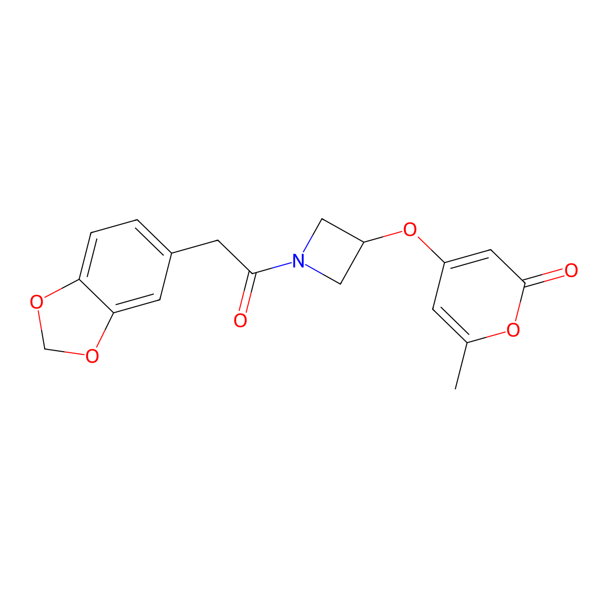 4-((1-(2-(benzo[d][1,3]dioxol-5-yl)acetyl)azetidin-3-yl)oxy)-6-methyl-2H-pyran-2-one molecular structure, CAS 2034271-82-2