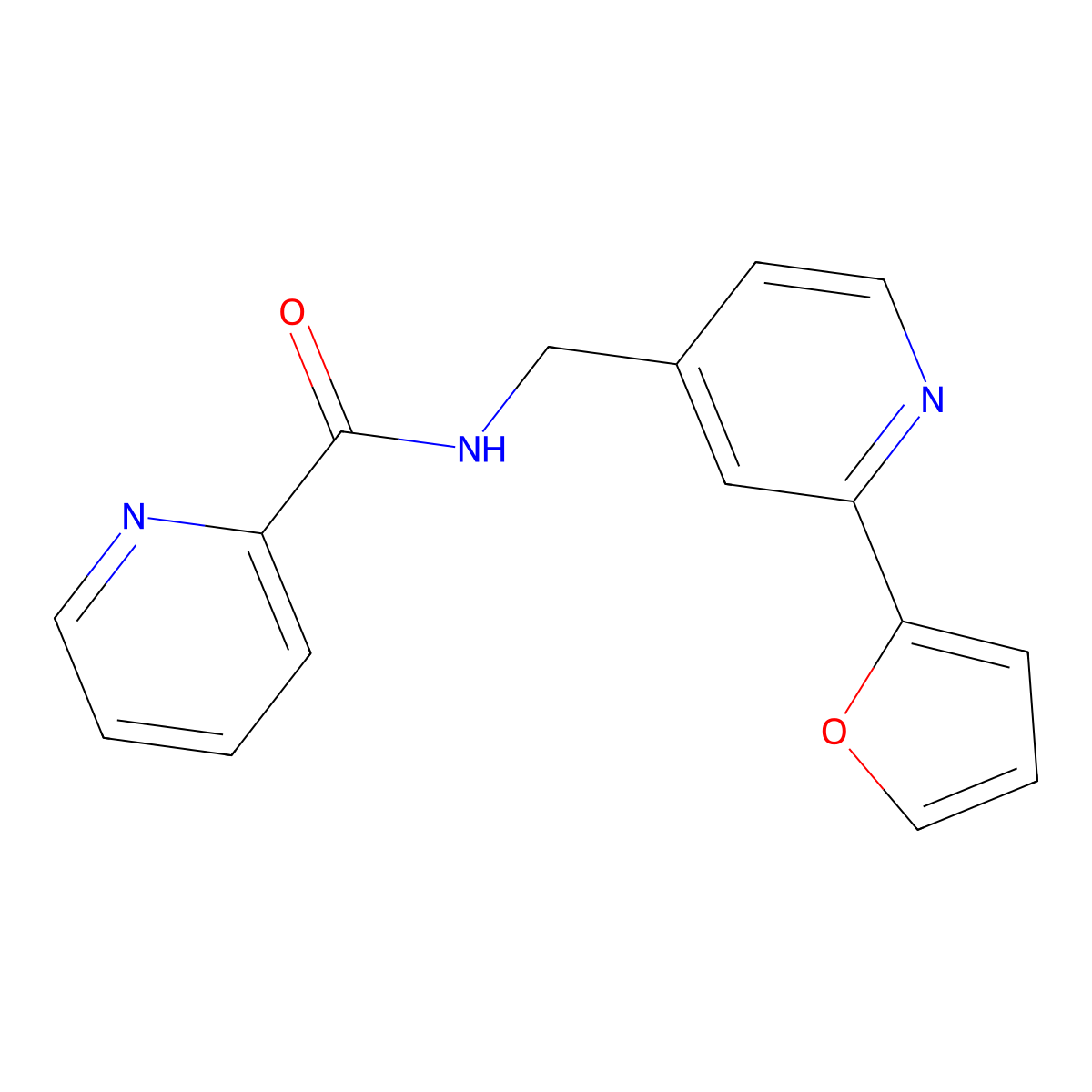 N-((2-(furan-2-yl)pyridin-4-yl)methyl)picolinamide molecular structure, CAS 2034271-84-4