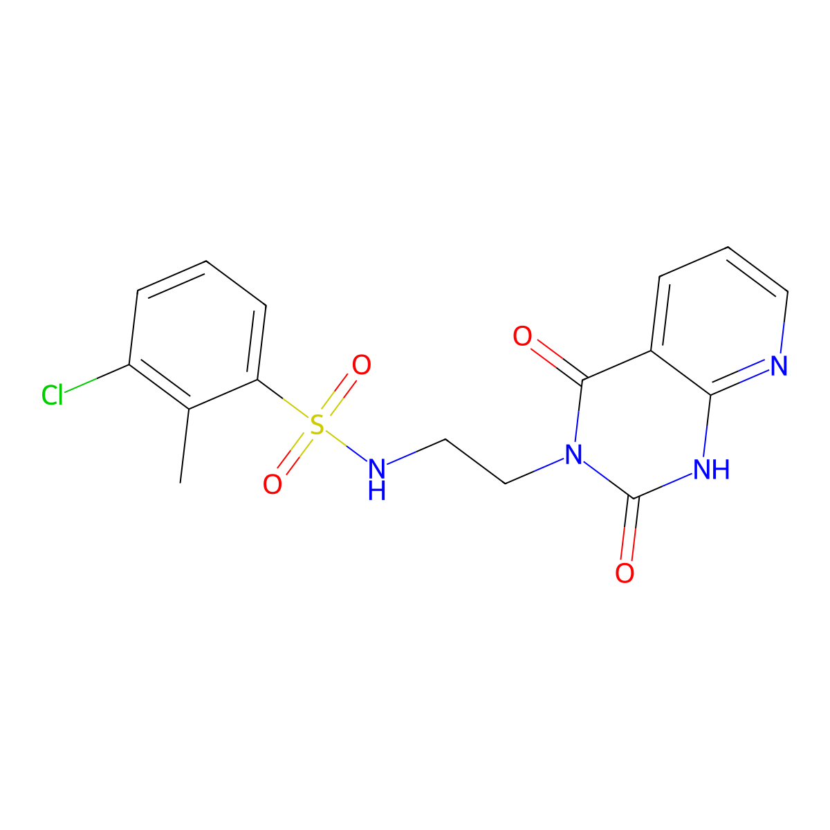 3-chloro-N-(2-(2,4-dioxo-1,2-dihydropyrido[2,3-d]pyrimidin-3(4H)-yl)ethyl)-2-methylbenzenesulfonamide molecular structure, CAS 2034271-85-5