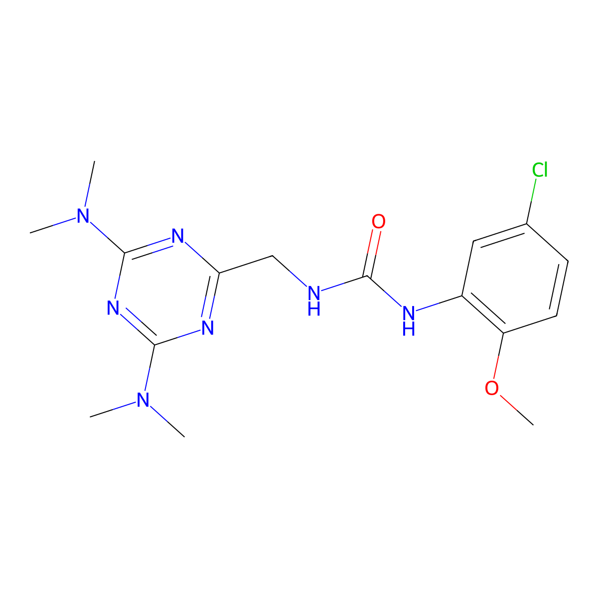 1-((4,6-Bis(dimethylamino)-1,3,5-triazin-2-yl)methyl)-3-(5-chloro-2-methoxyphenyl)urea molecular structure, CAS 2034271-86-6